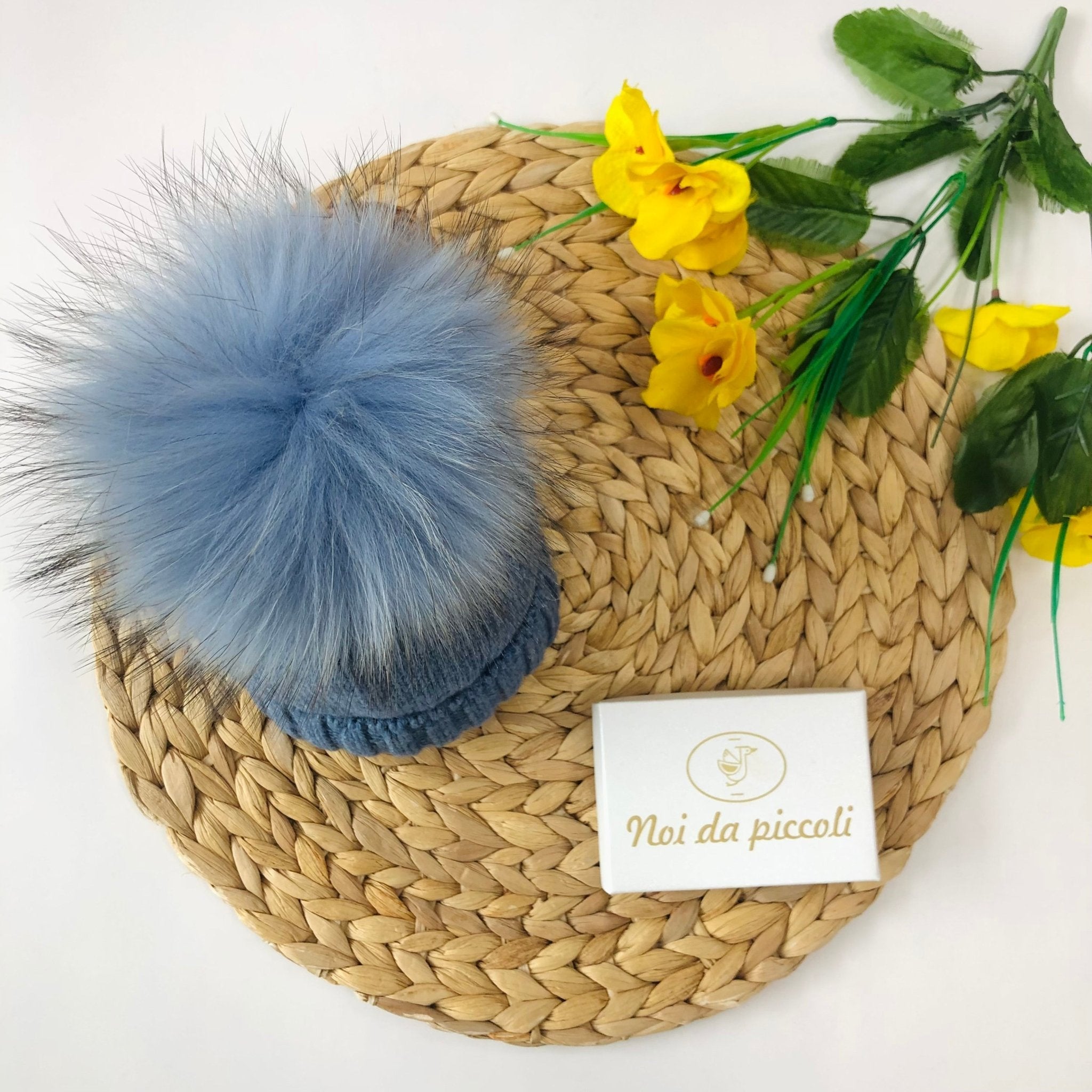 CAPPELLINO LANA E CASHEMIRE PON POM VOLPE JEANS - Noi da piccoli