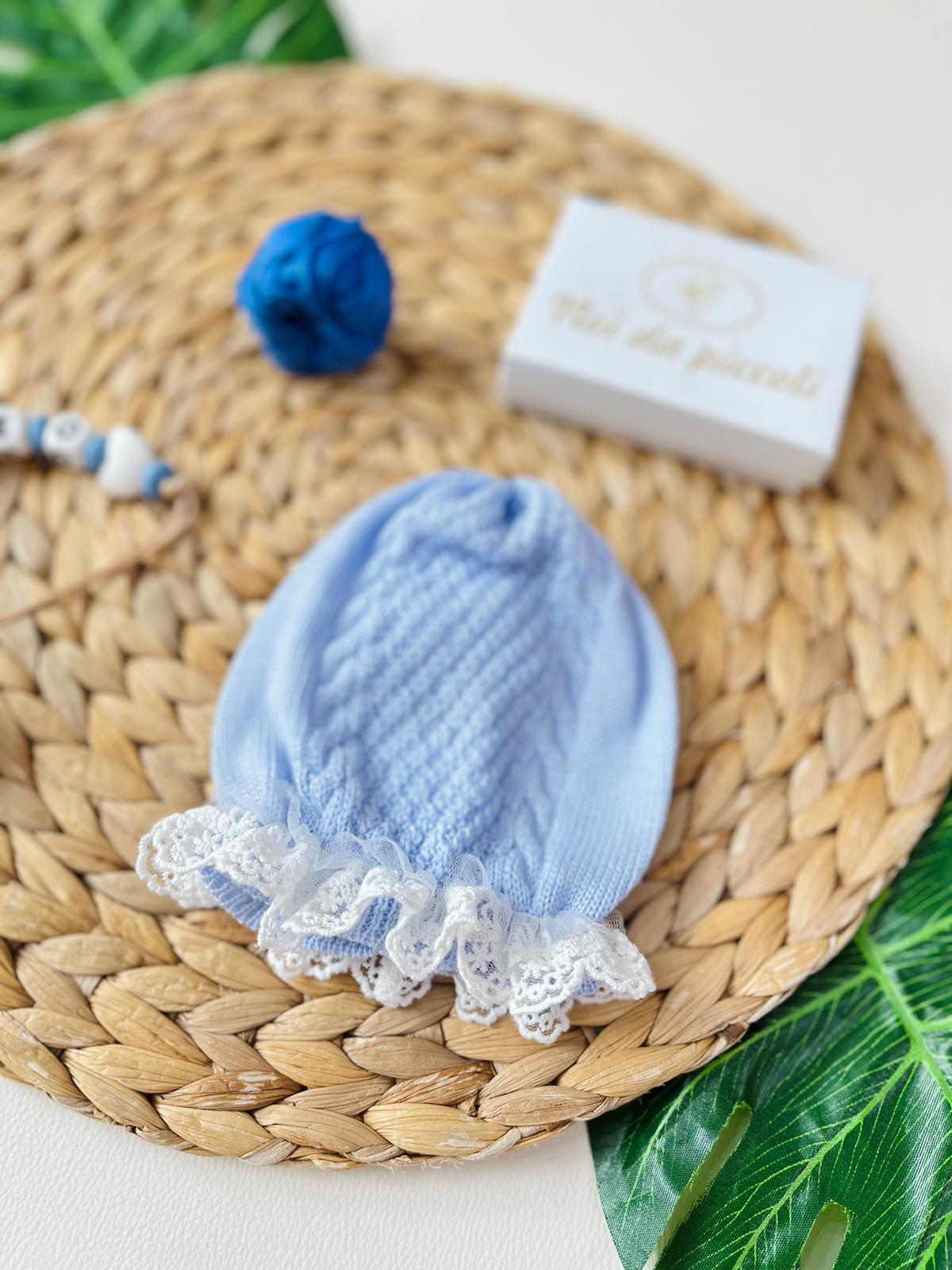 CAPPELLINO MERLETTO 100% lana merino extrafine SUGAR - Noi da piccoli