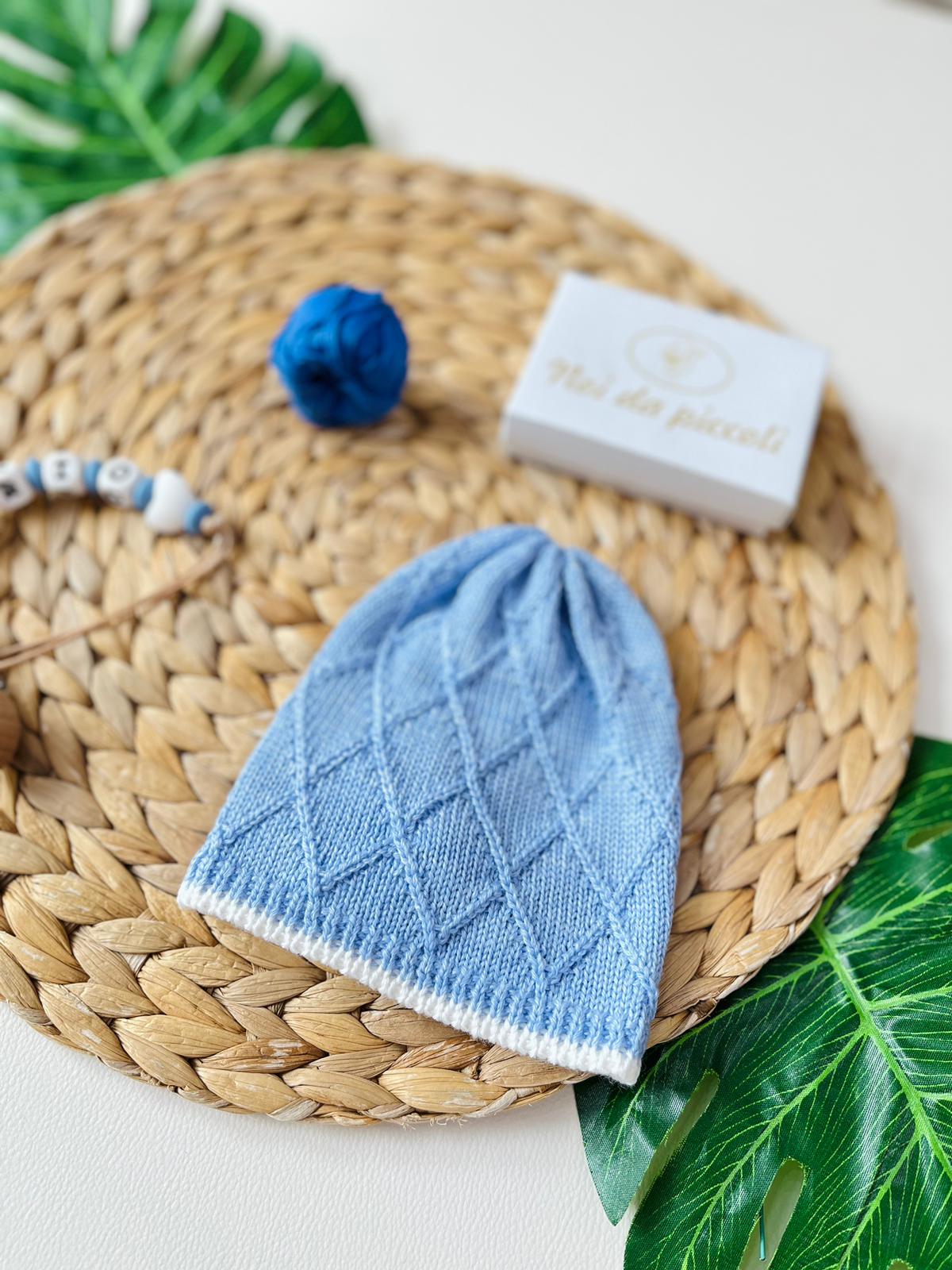 CAPPELLINO ROMBI 100% lana merino extrafine SUGAR - Noi da piccoli