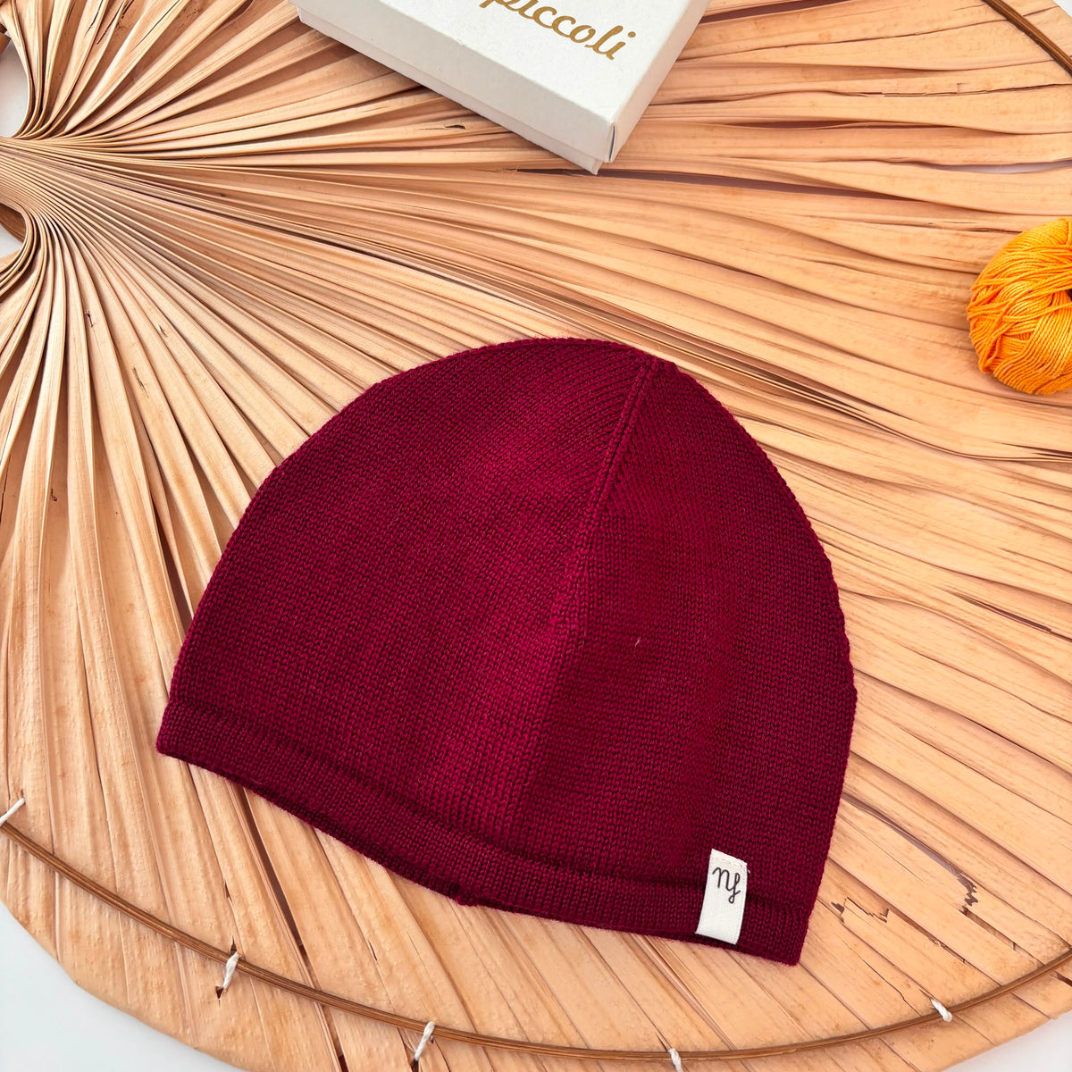 CAPPELLO 100% PURA LANA MERINO EXTRAFINE BORDEAUX - Noi da piccoli