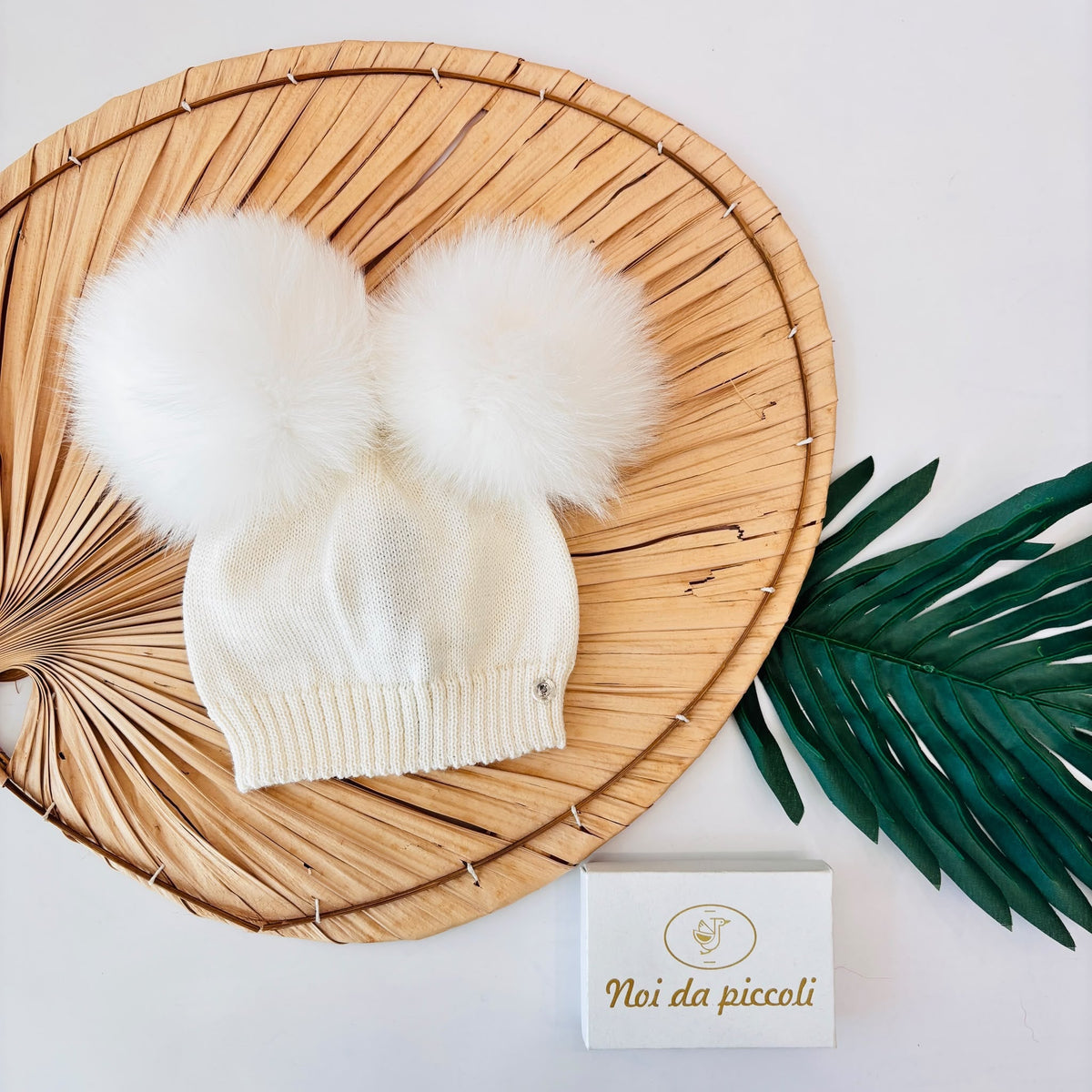 CAPPELLO 2 Pon Pom Volpe Lana PANNA - Noi da piccoli