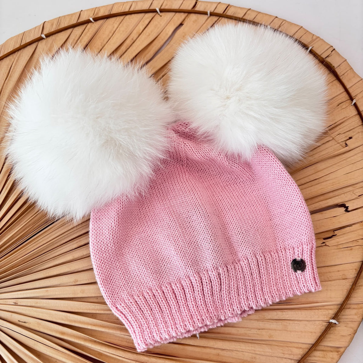 CAPPELLO 2 Pon Pom Volpe Lana ROSA - Noi da piccoli