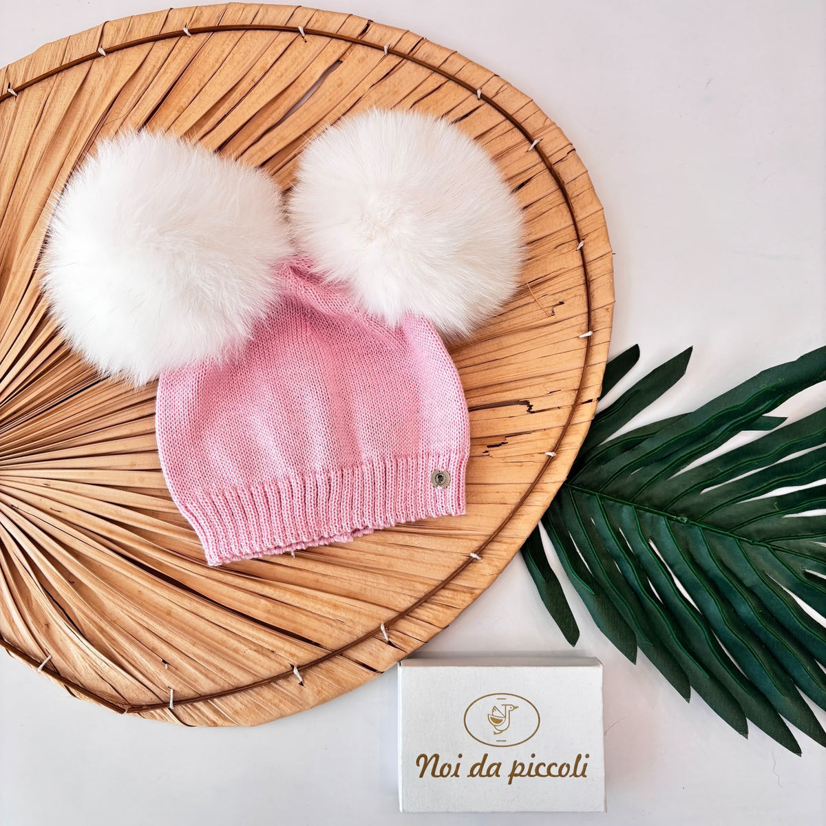 CAPPELLO 2 Pon Pom Volpe Lana ROSA - Noi da piccoli
