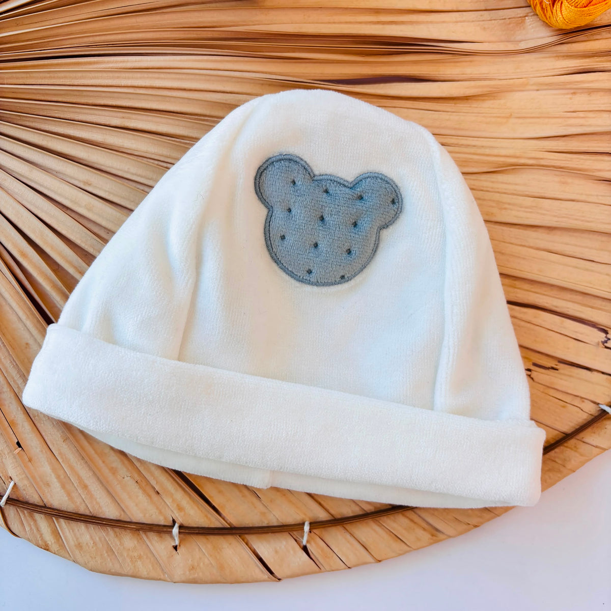Sky Blue Chenille Hat with Teddy Bear - Noi da piccoli