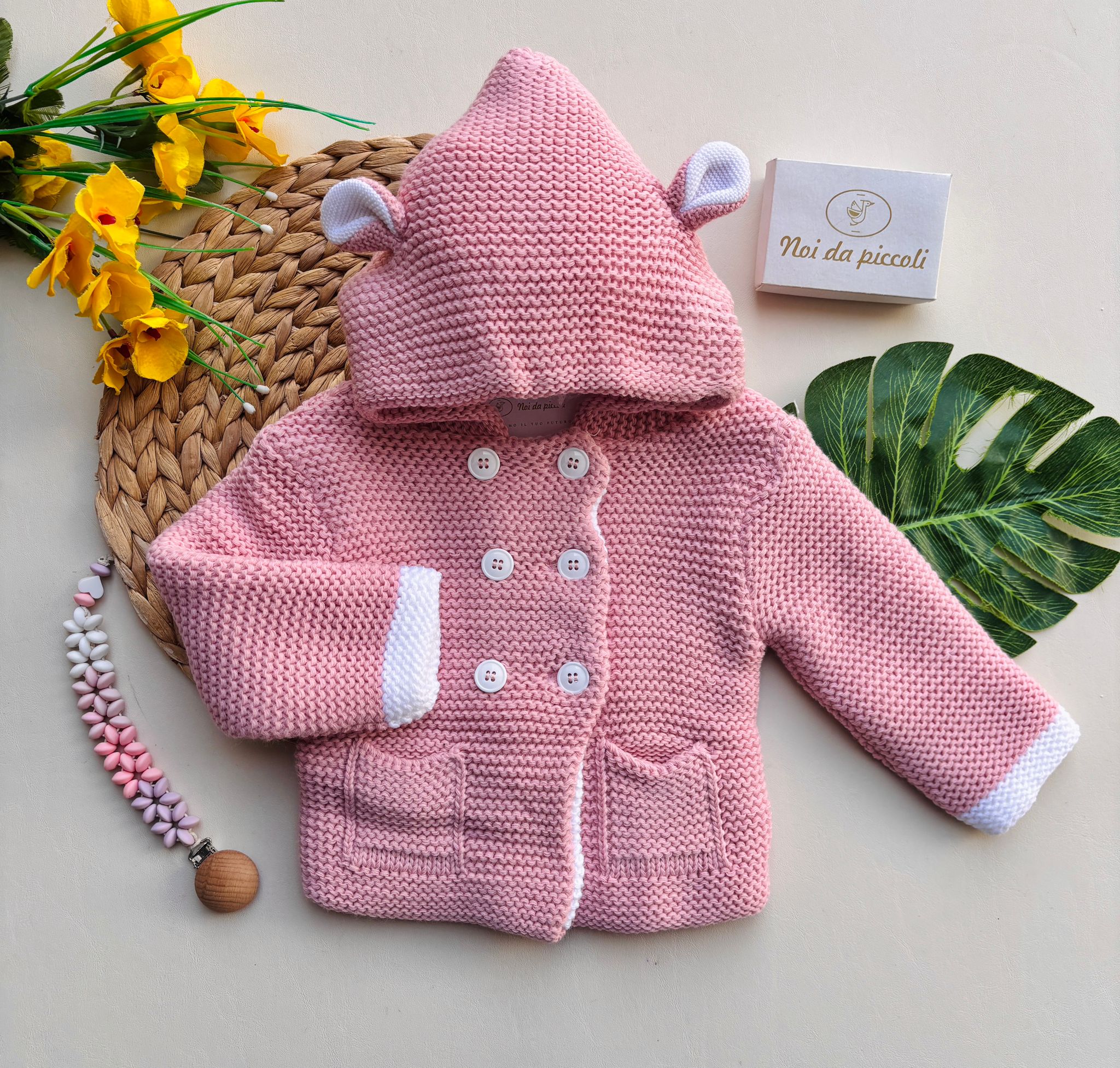 CAPPOTTINO BUNNY MAGLIA CALDA ROSA - Noi da piccoli