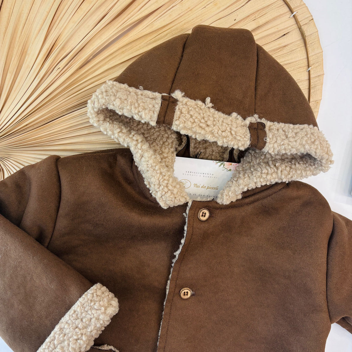 Cappottino Camoscio e Tessuto Sherpa Marrone Nannafrufrù - dettaglio 1