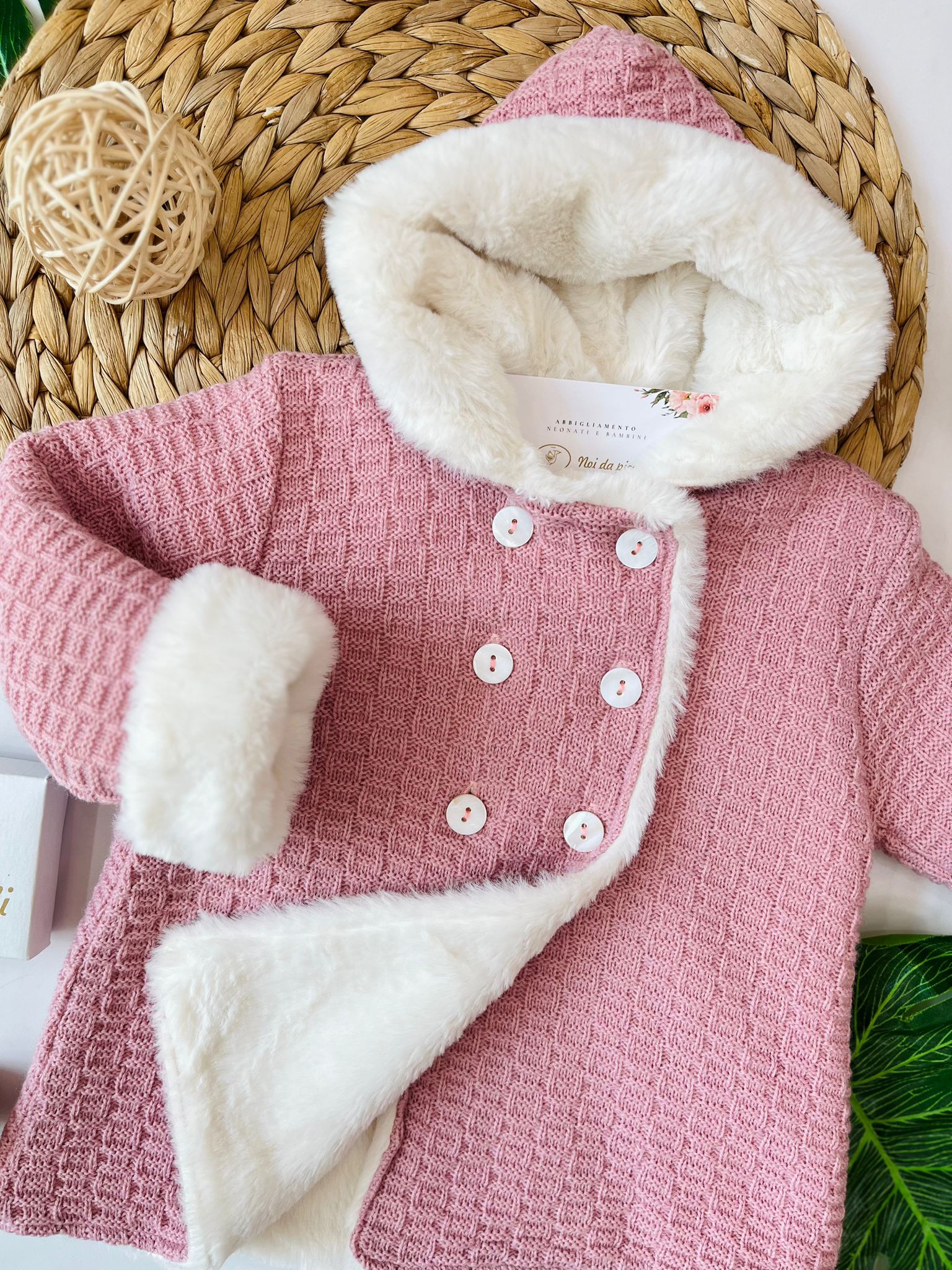 CAPPOTTINO CON PELLICCETTA INTERNA ROSA DAISY - Noi da piccoli