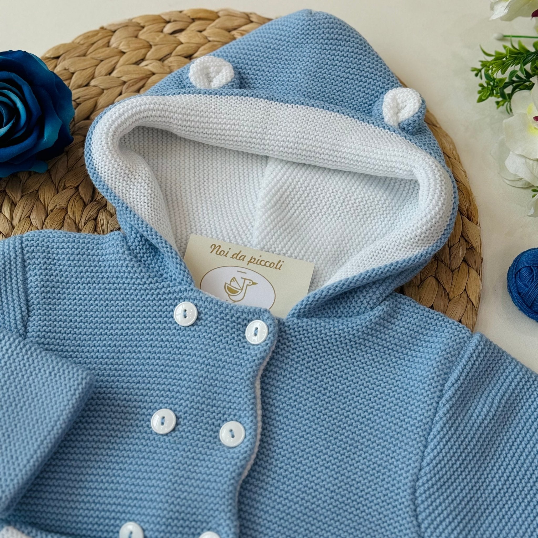 CAPPOTTINO IN MAGLIA AZUL BUNNY - Noi da piccoli