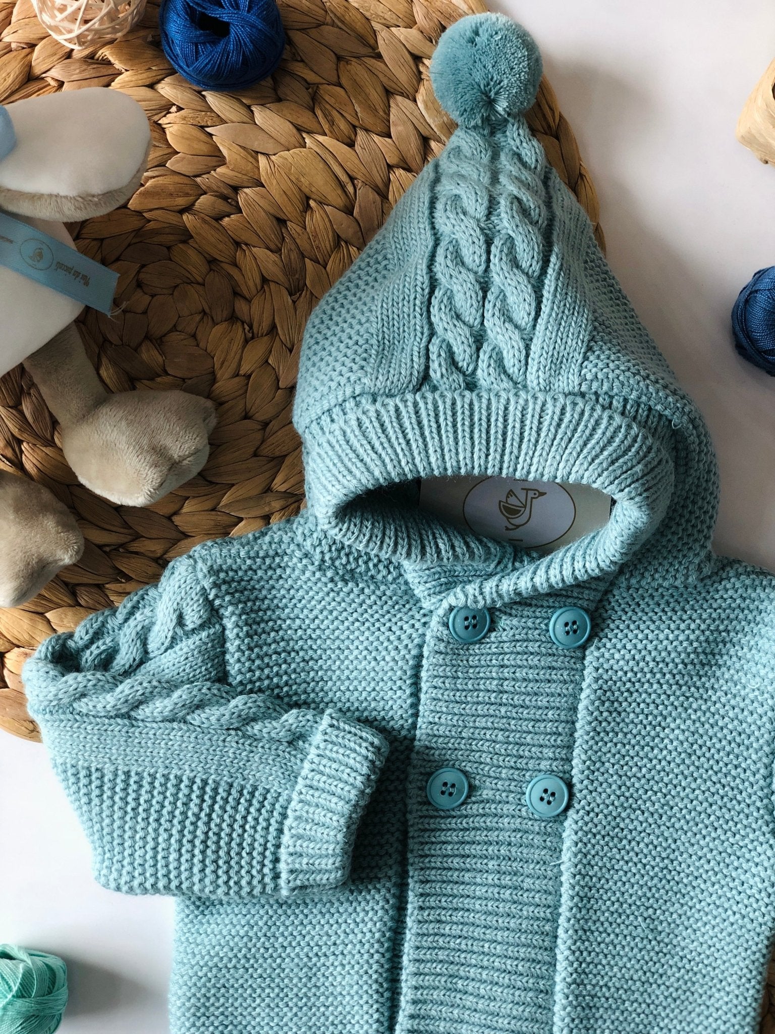 CAPPOTTINO IN MAGLIA FILATO CALDO VERDE - Noi da piccoli