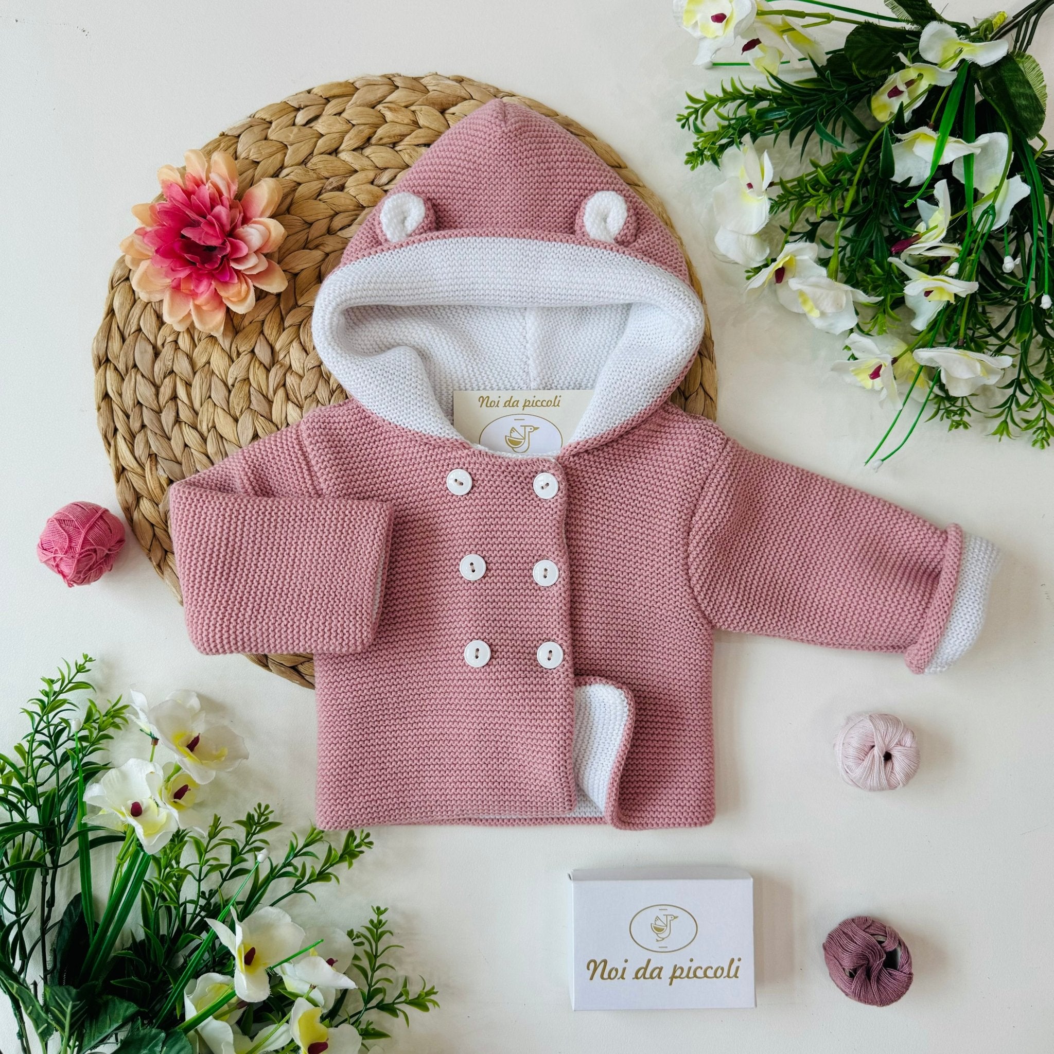 CAPPOTTINO IN MAGLIA ROSA BUNNY - Noi da piccoli