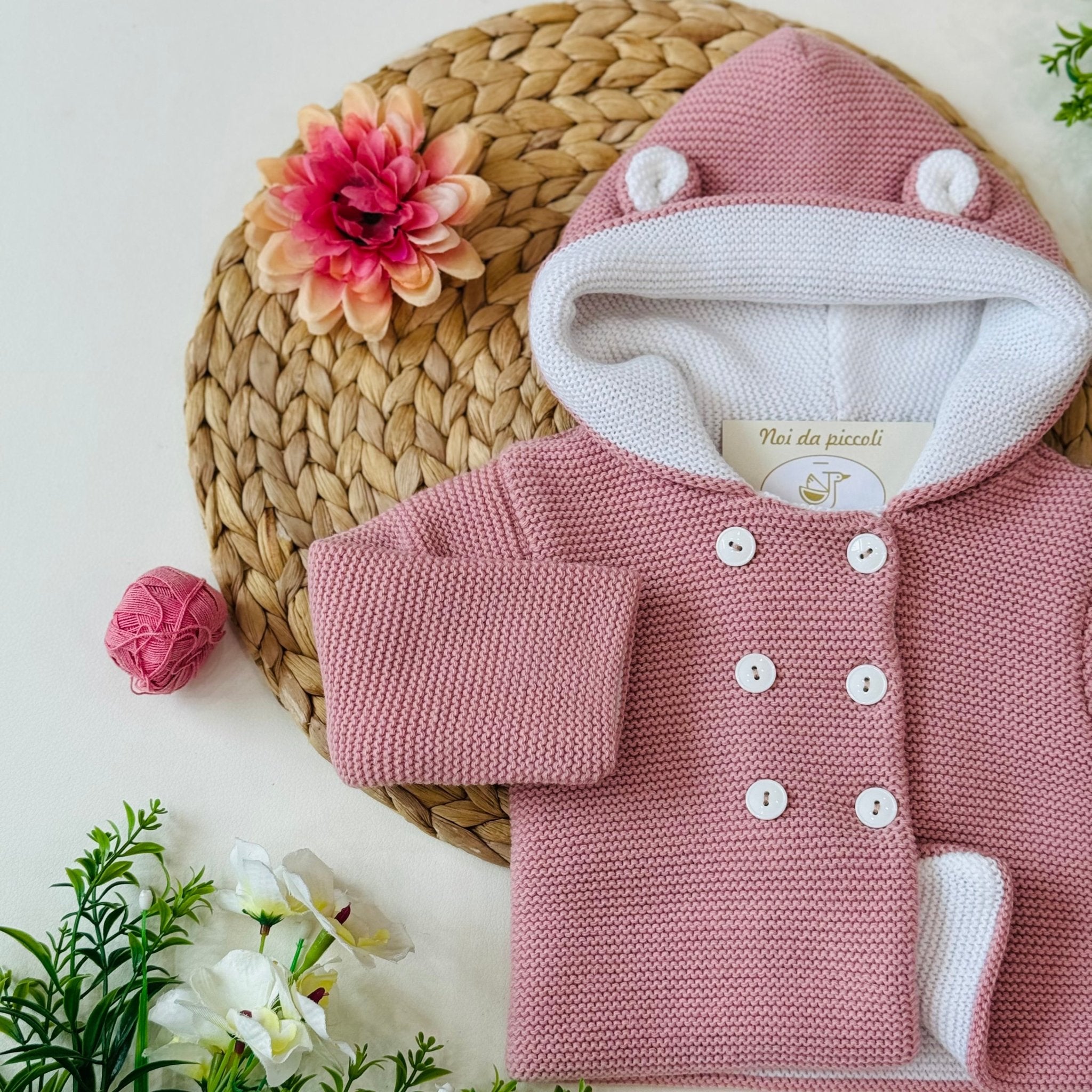 CAPPOTTINO IN MAGLIA ROSA BUNNY - Noi da piccoli