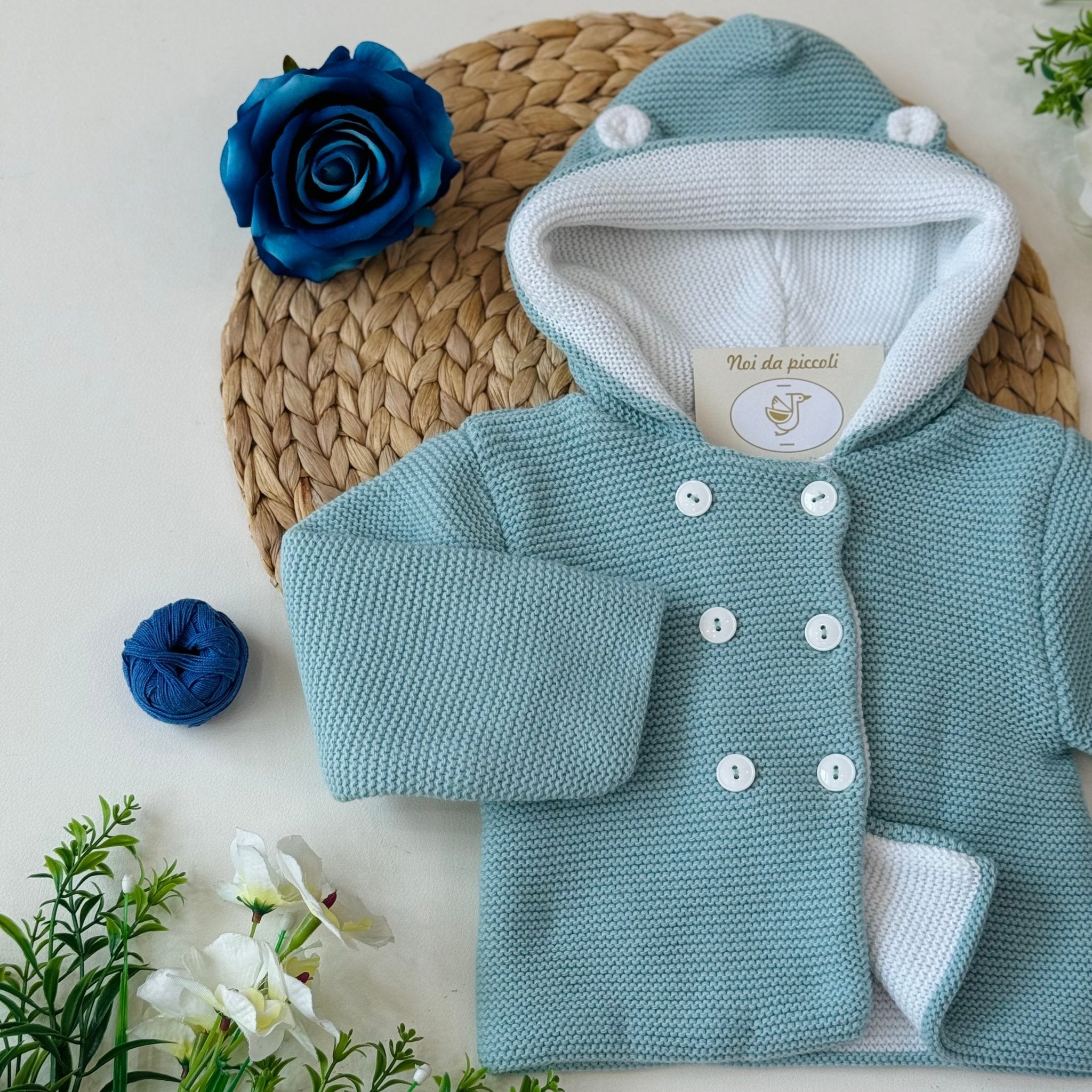 CAPPOTTINO IN MAGLIA VERDE BUNNY - Noi da piccoli