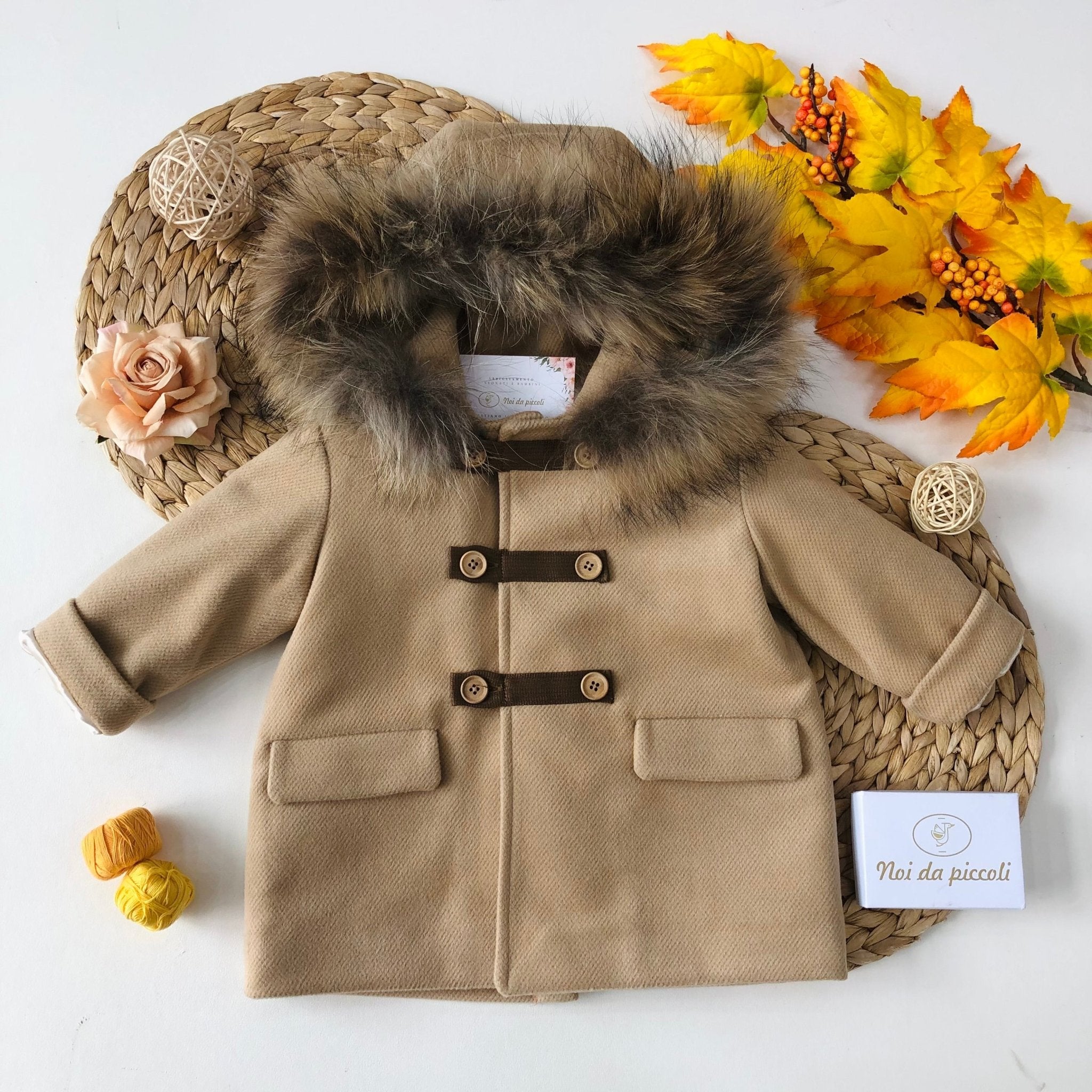 CAPPOTTINO IN PANNO CAMEL MONTGOMERY CON PELLICCIA - Noi da piccoli