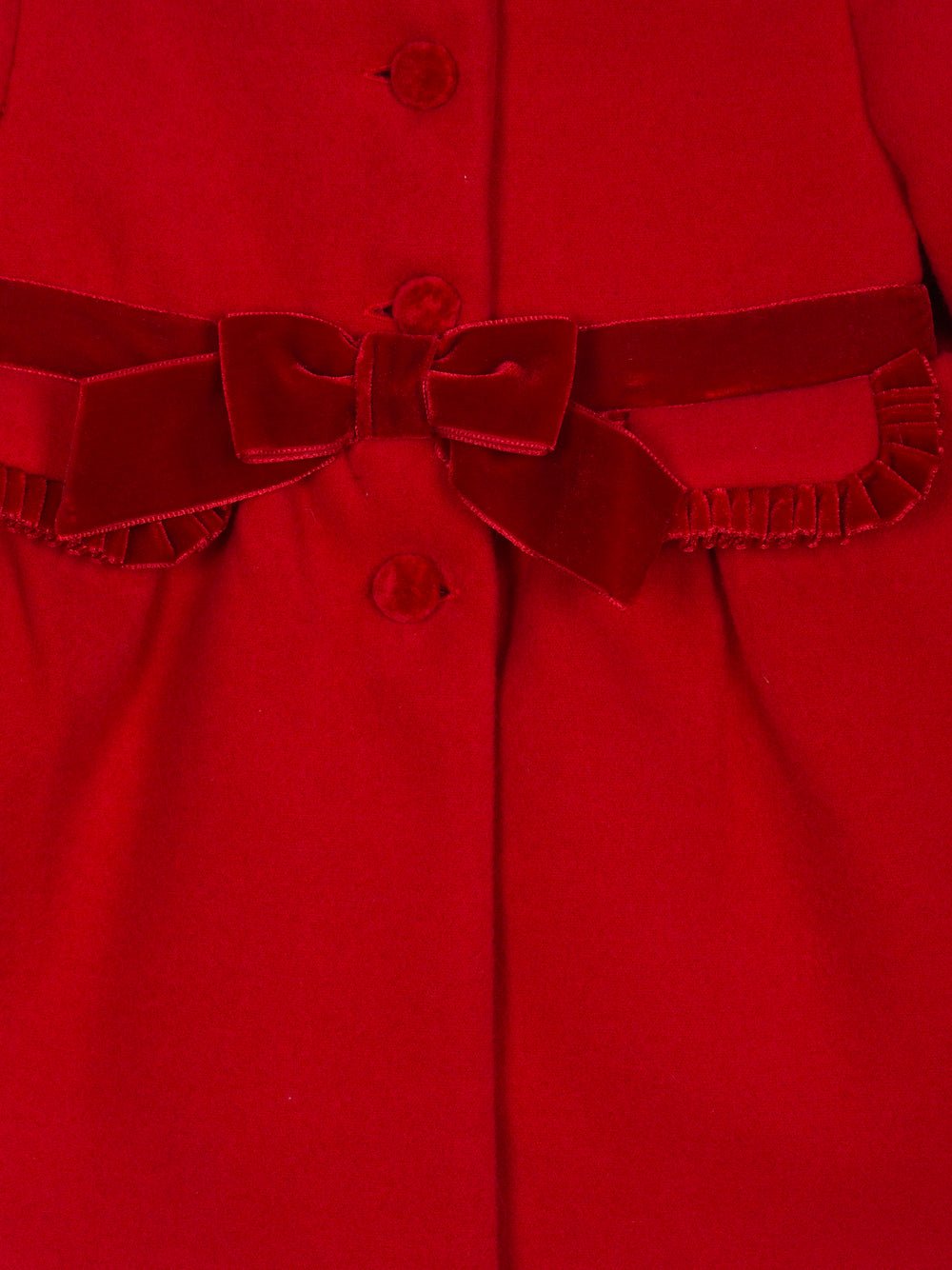 CAPPOTTO ELEGANTE CON FINITURE IN VELLUTO E FASCIA CON FIOCCHETTO RED - Noi da piccoli