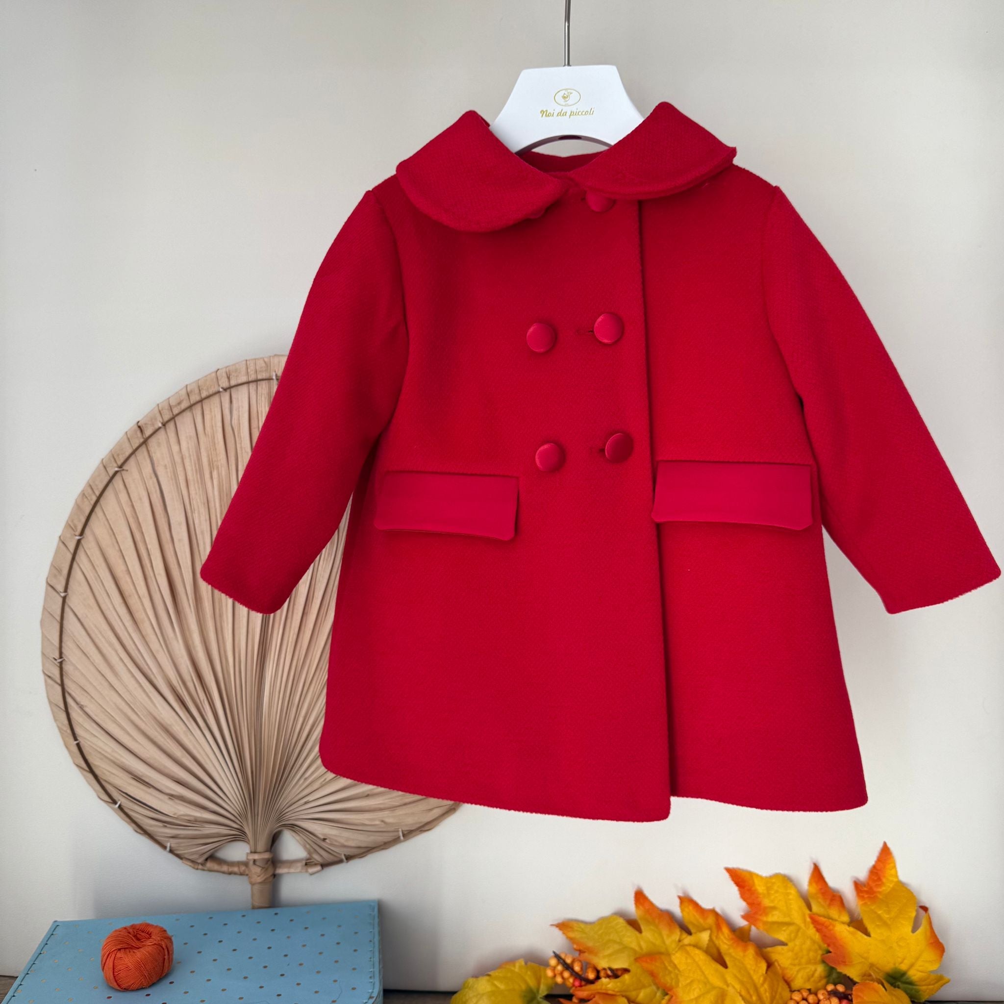 CAPPOTTO IN PANNO CO CAPPUCCIO IN PELLICCIA ROSSO - Noi da piccoli