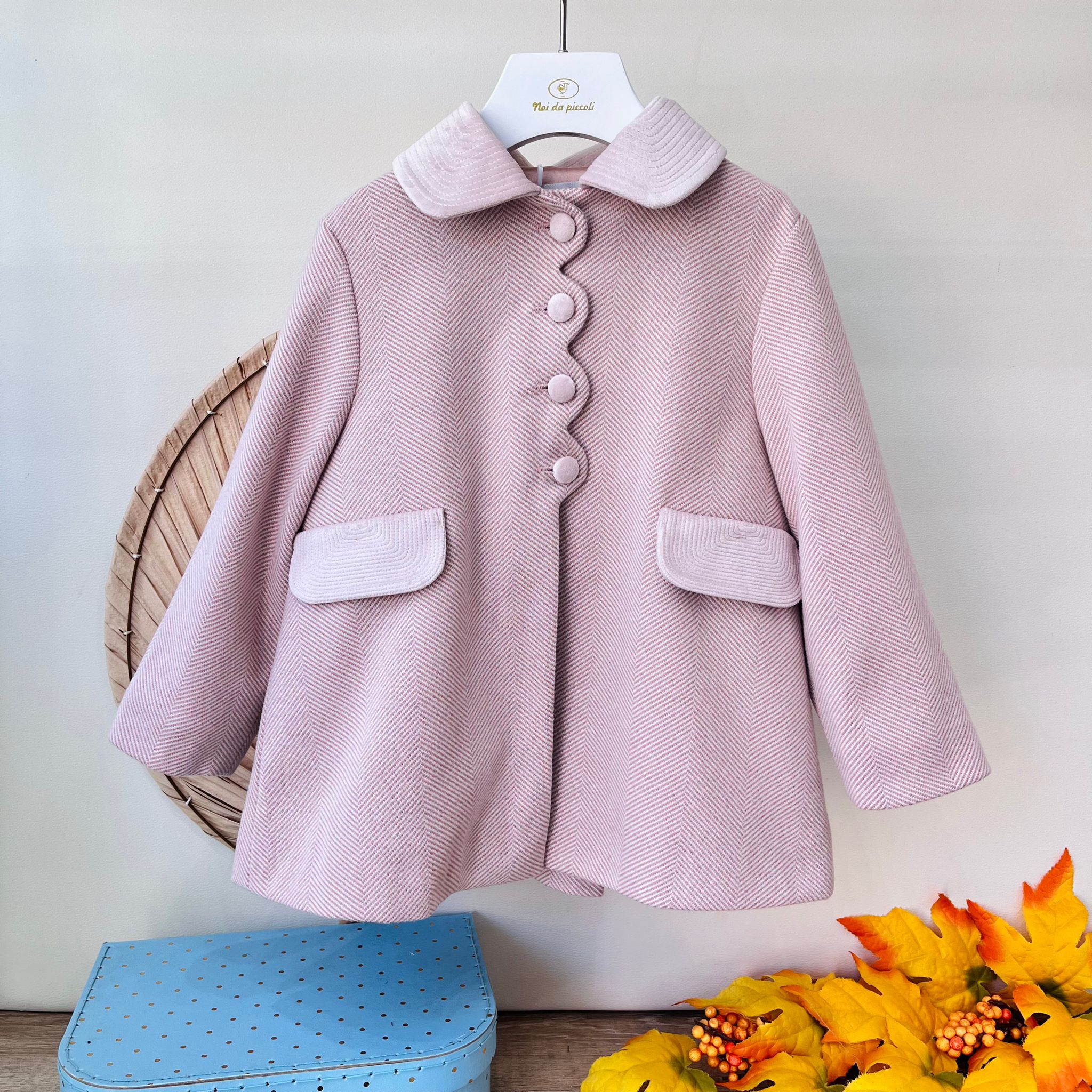 CAPPOTTO IN PANNO CON BOTTONCINI ROSA - Noi da piccoli