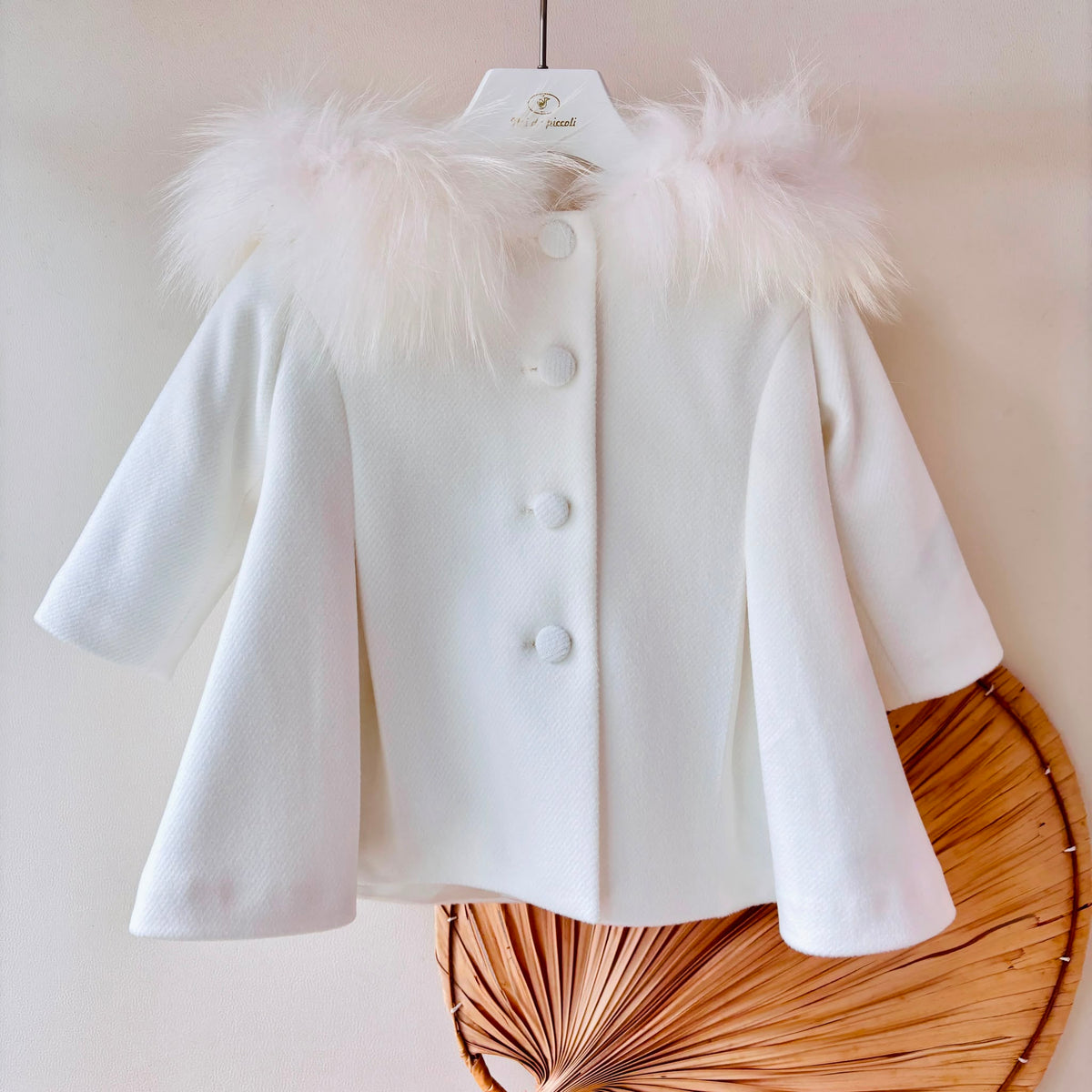 Cappotto in Panno con Cappuccio Panna Isabel