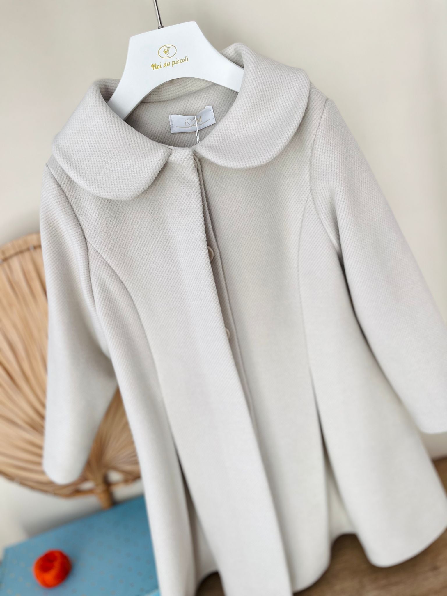 CAPPOTTO IN PANNO LUNGO CON BOTTONCINI BEIGE - Noi da piccoli