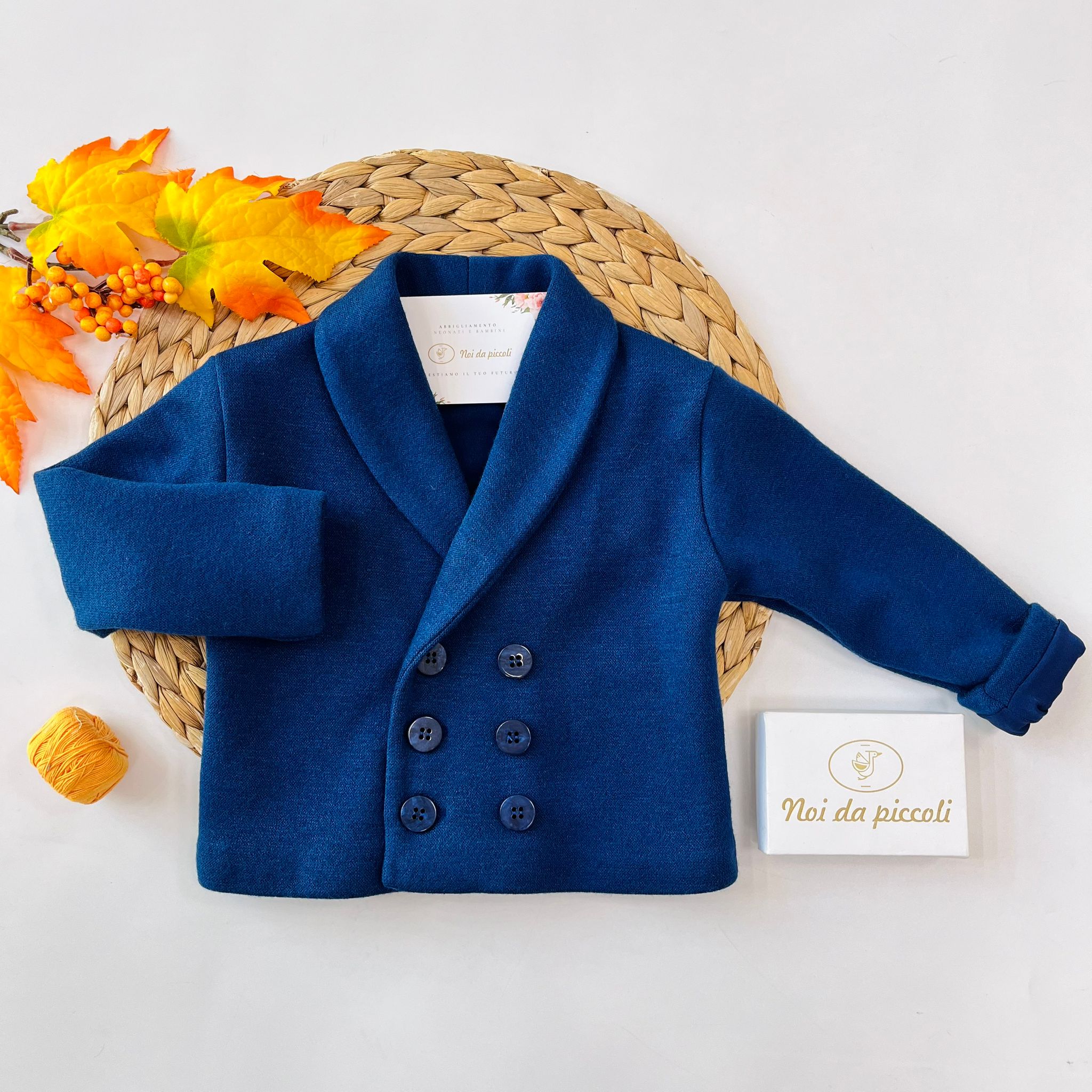 CARDIGAN A DOPPIO PETTO IN FILATO CALDO BLU - Noi da piccoli