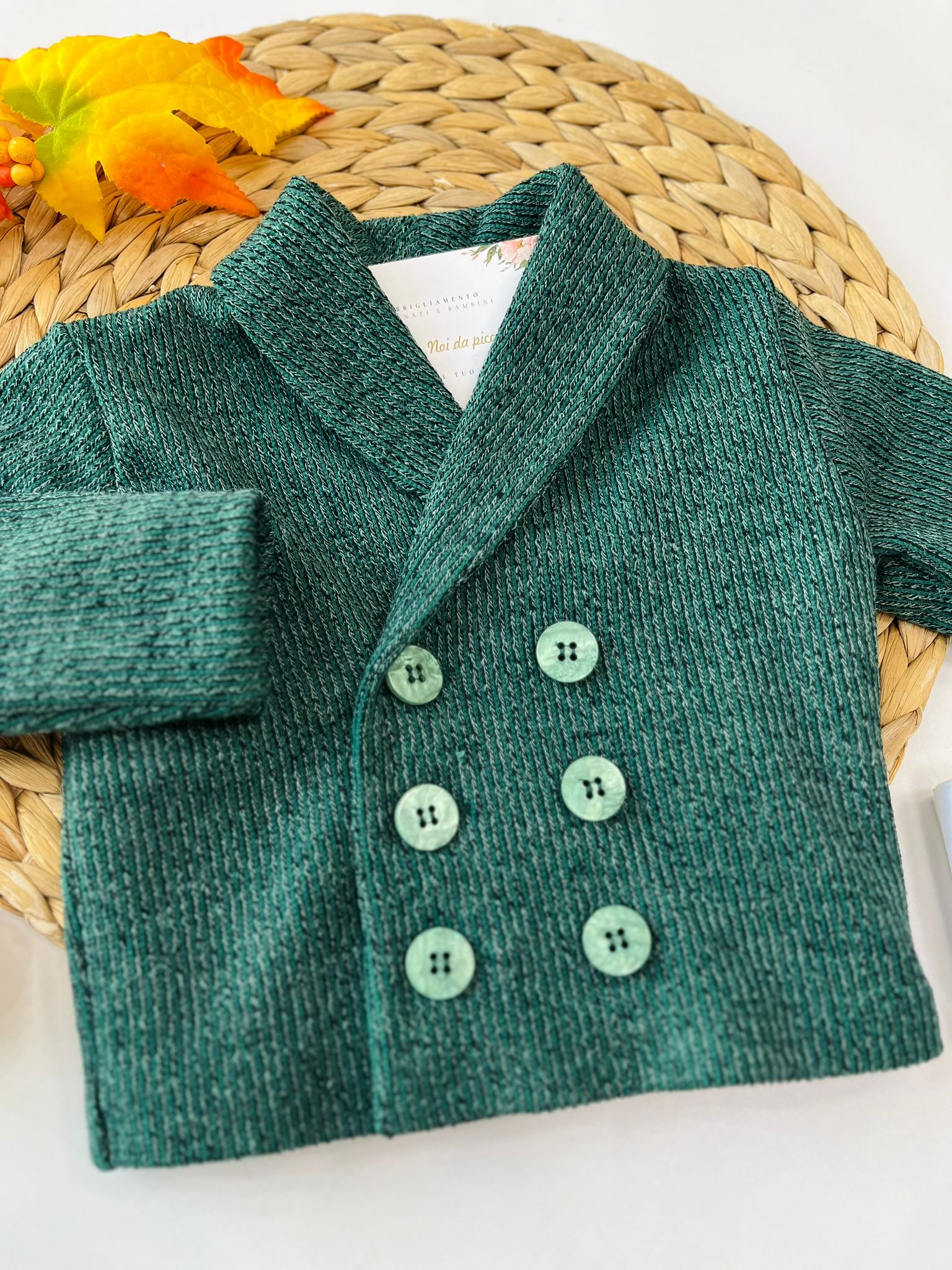 CARDIGAN A DOPPIO PETTO IN FILATO CALDO VERDE - Noi da piccoli