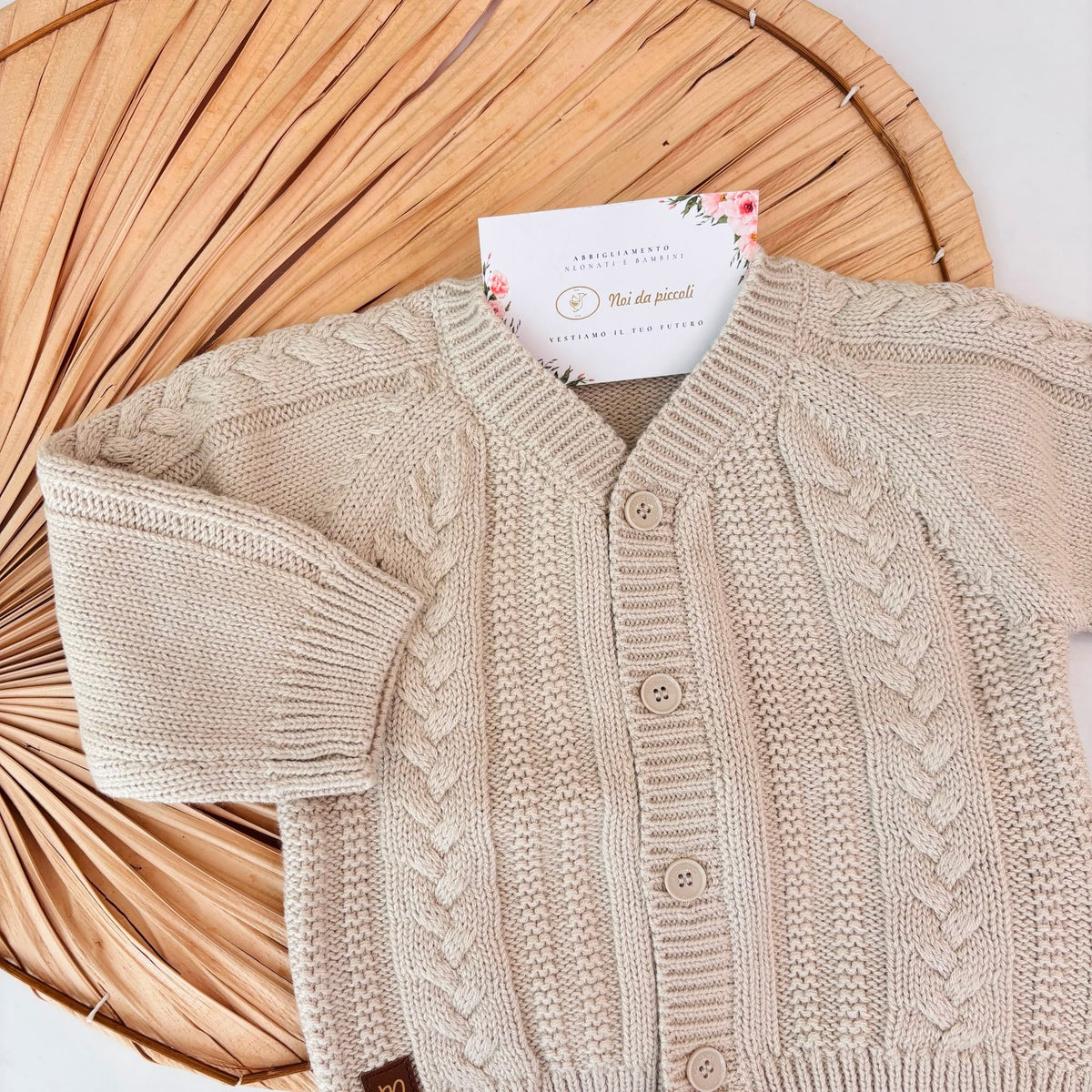 Cardigan IN FILATO CALDO BEIGE - Noi da piccoli
