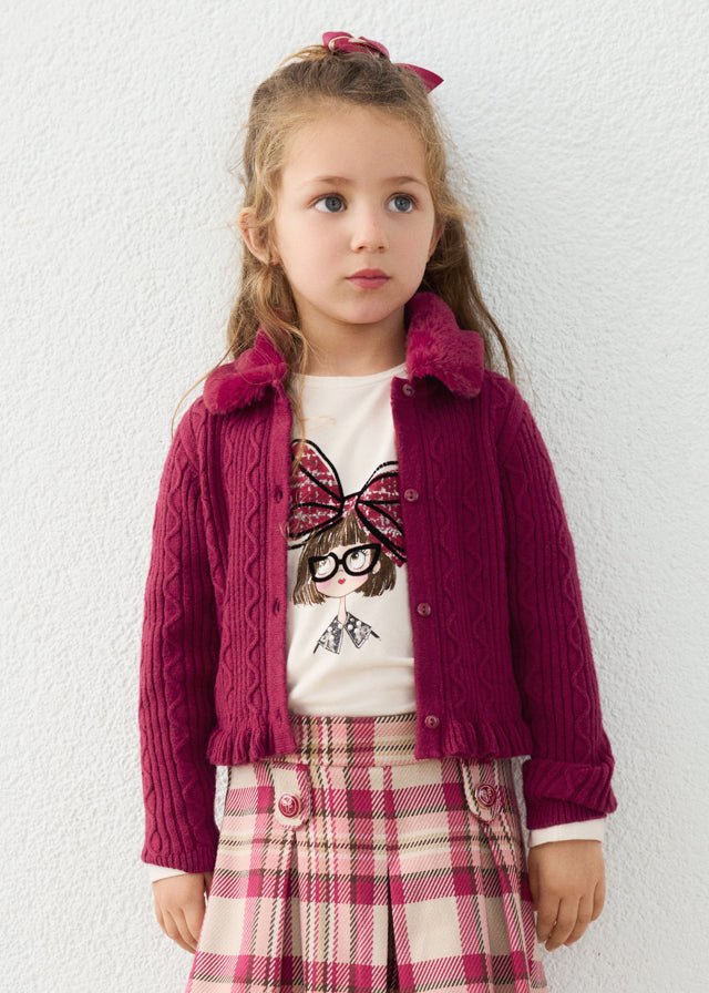 Cardigan in Filato Caldo Lampone con Bordo a Volant Mayoral - dettaglio 2