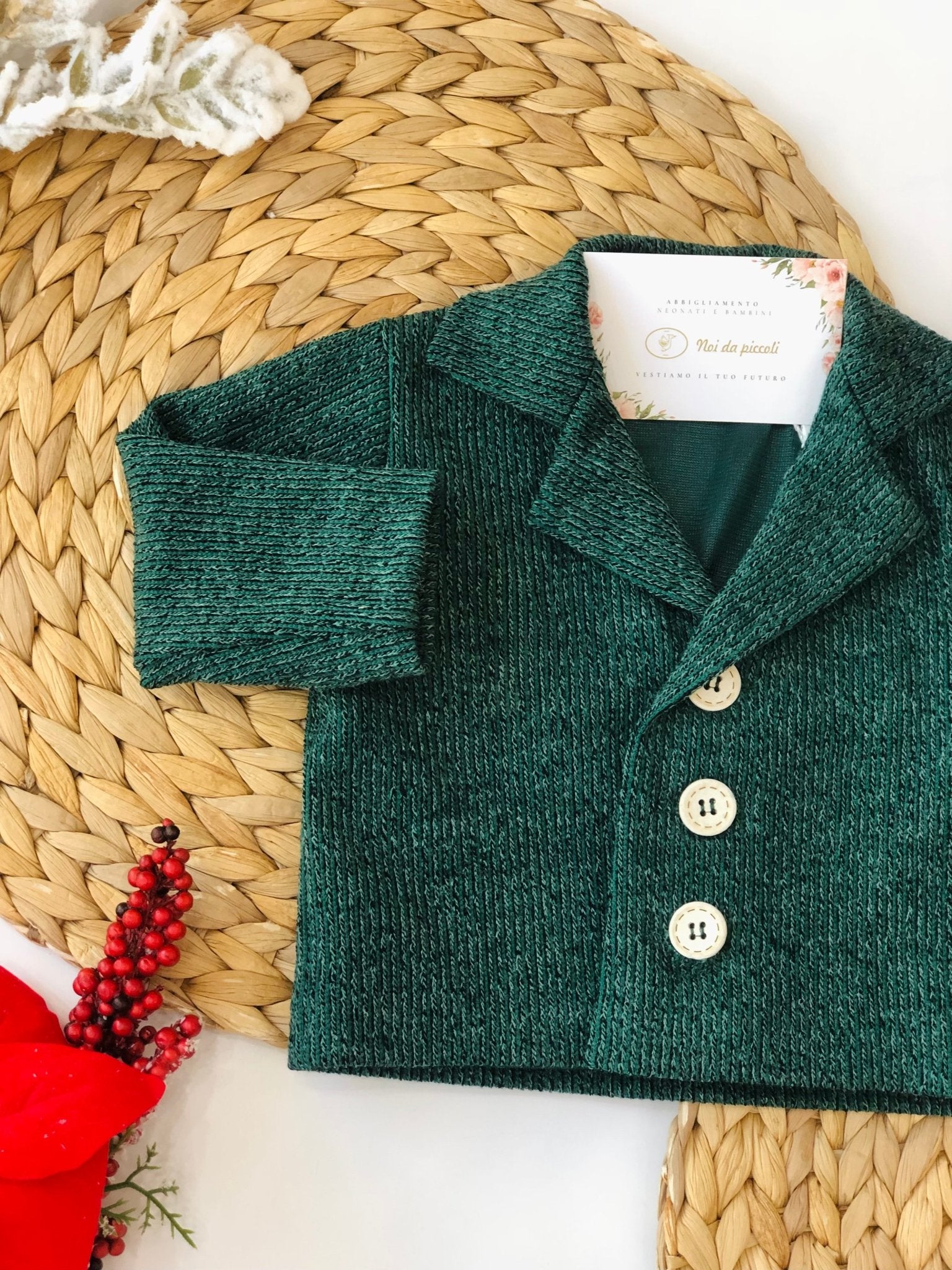 CARDIGAN VERDE BOTTONCINI AVORIO - Noi da piccoli