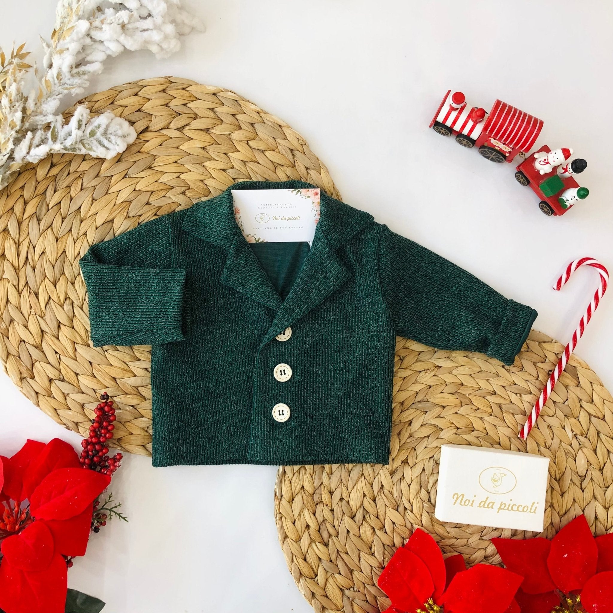 CARDIGAN VERDE BOTTONCINI AVORIO - Noi da piccoli