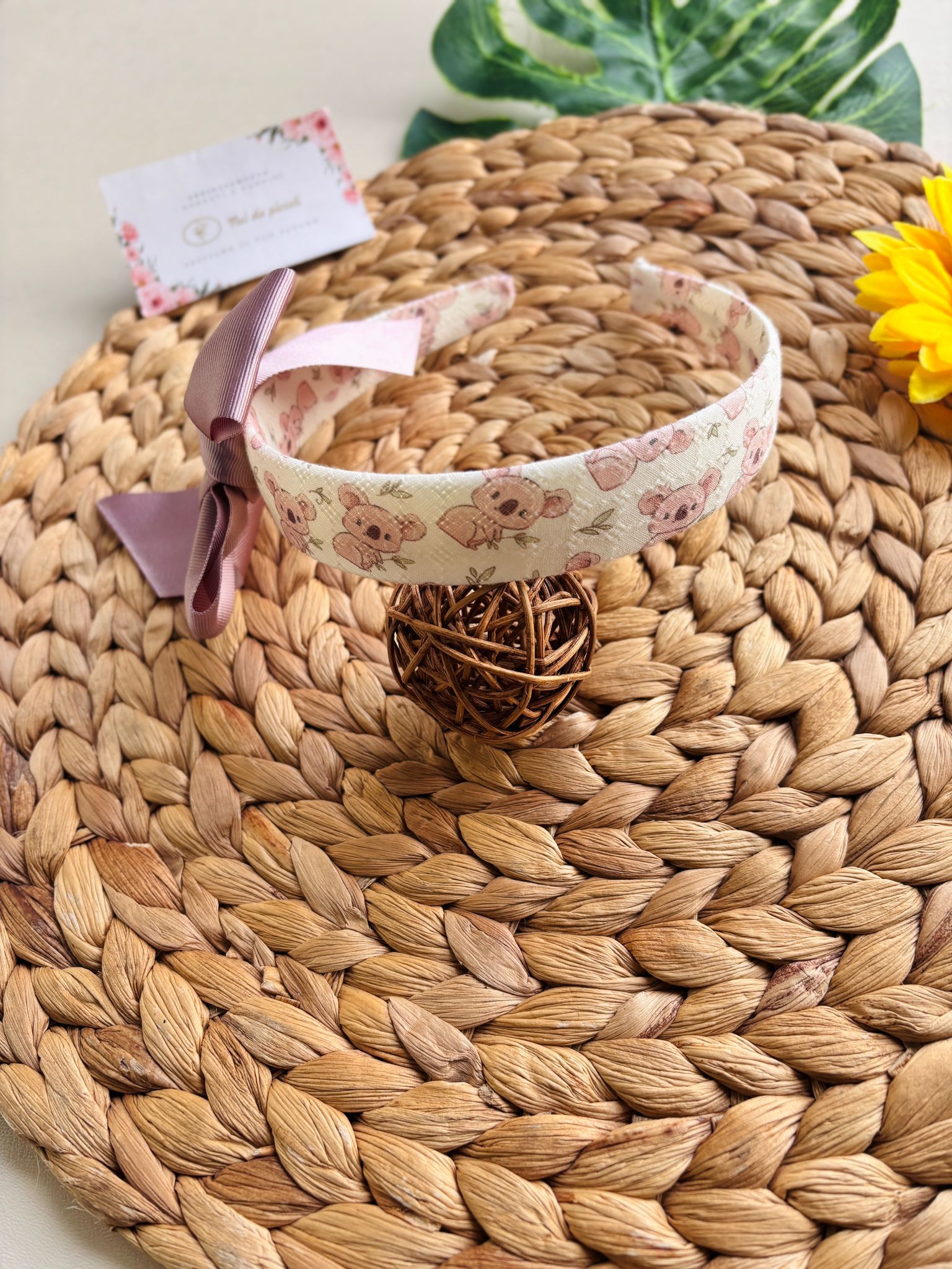 CERCHIETTO CON KOALA E FIOCCHETTO ROSA - Noi da piccoli