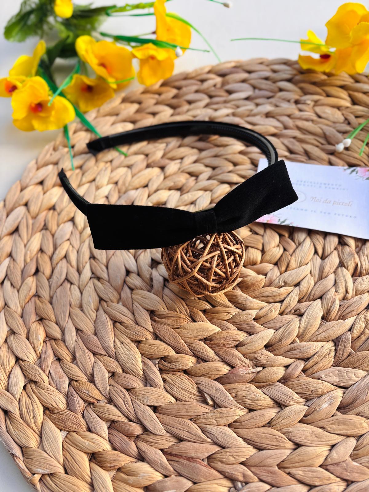 CERCHIETTO FIOCCO VELLUTO Nero - Noi da piccoli