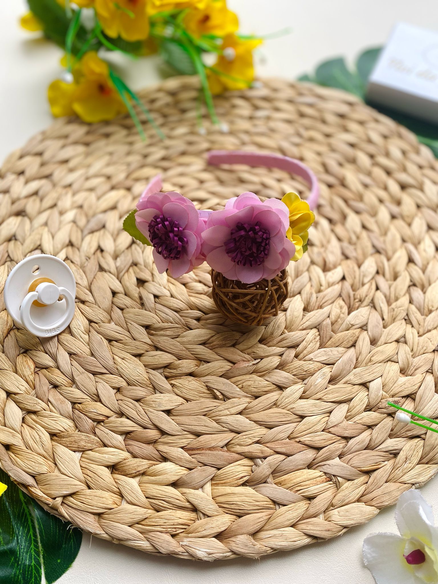 CERCHIETTO MALVA CON FIORELLINI - Noi da piccoli