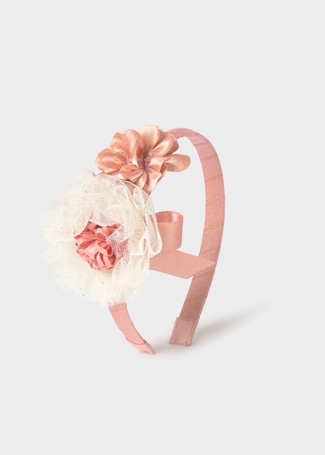 CERCHIETTO ROSA CON FIORI TRIDIMENSIONALI - Noi da piccoli