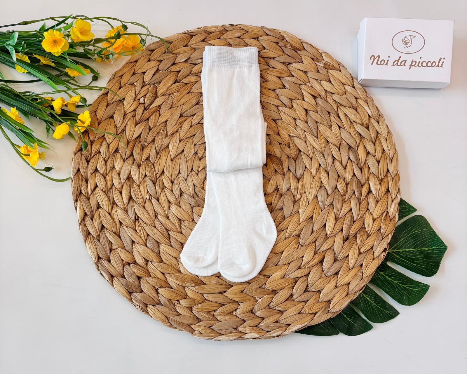 COLLANT BIANCO ELASTICIZZATO IN COTONE CALDO - Noi da piccoli
