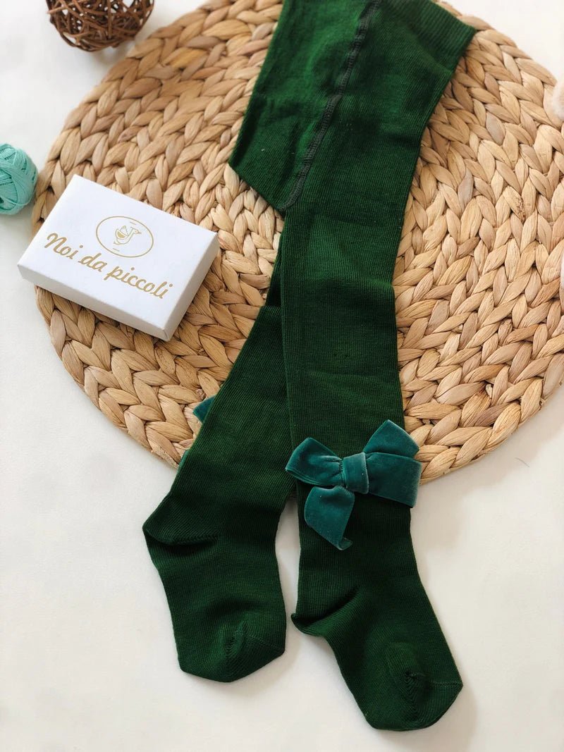 COLLANT LISCIO FIOCCO VELLUTO COTONE CALDO VERDE - Noi da piccoli