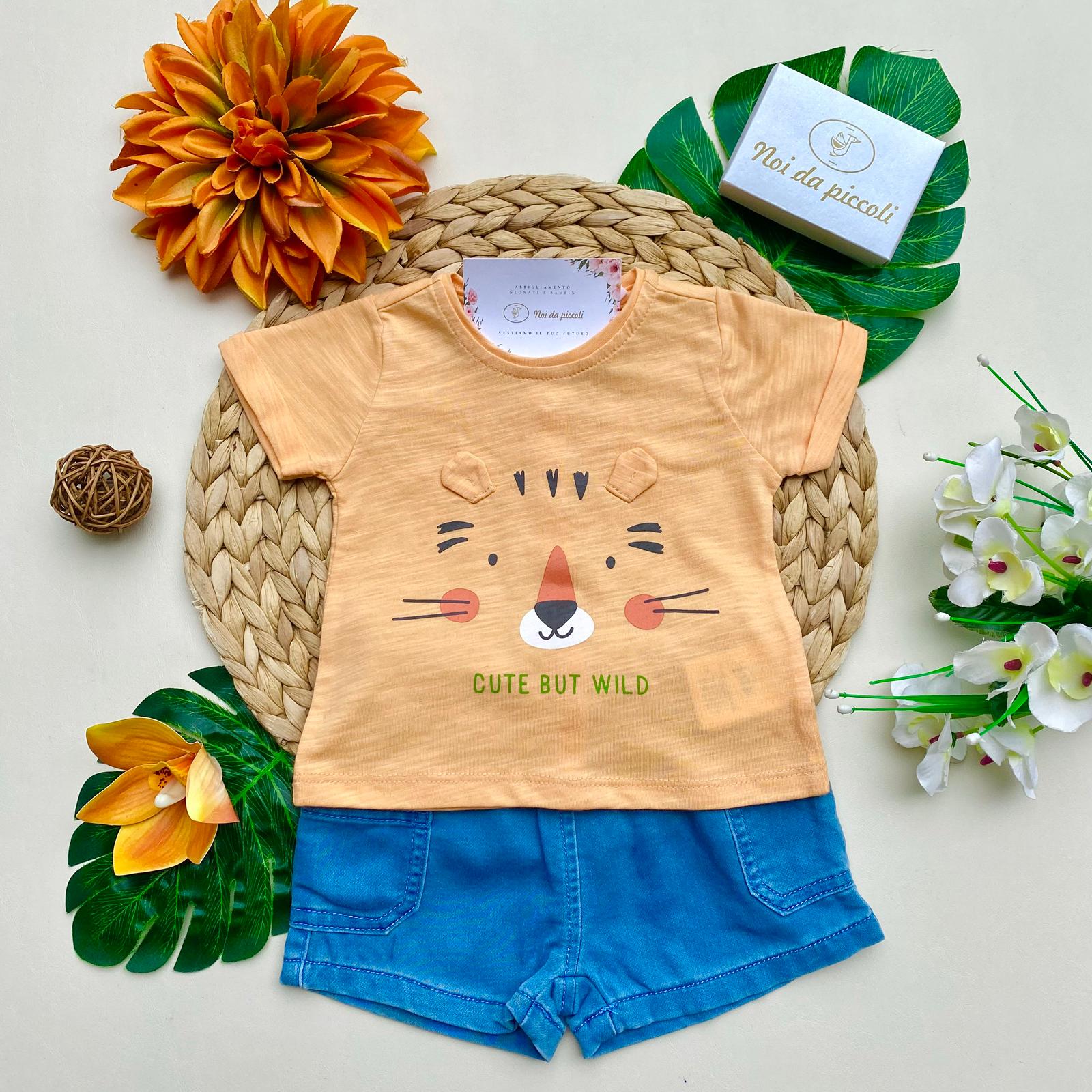 completo 2 pz 100 % COTONE Arancione - Noi da piccoli