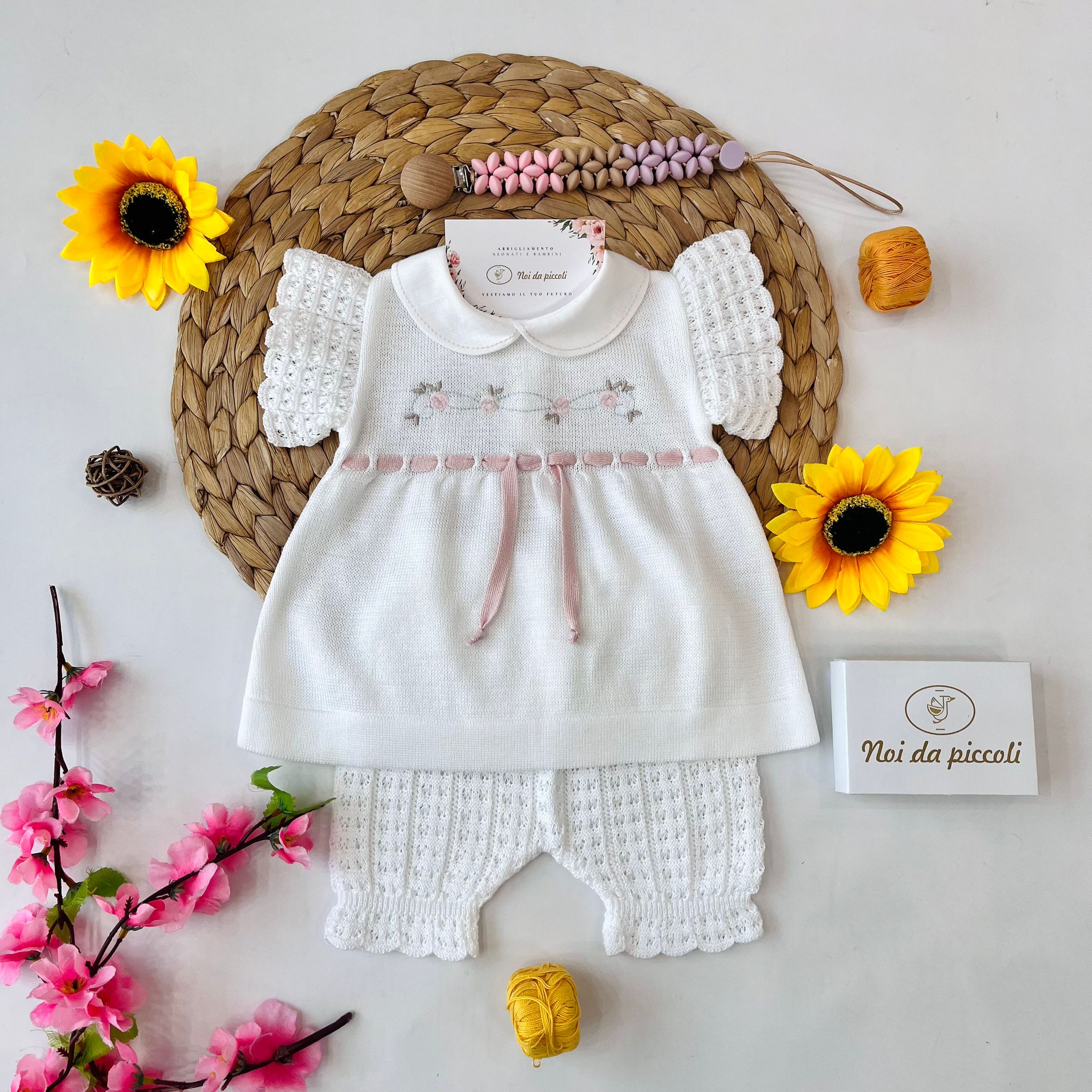 completo 2 pz 100 % COTONE Bianco - Noi da piccoli