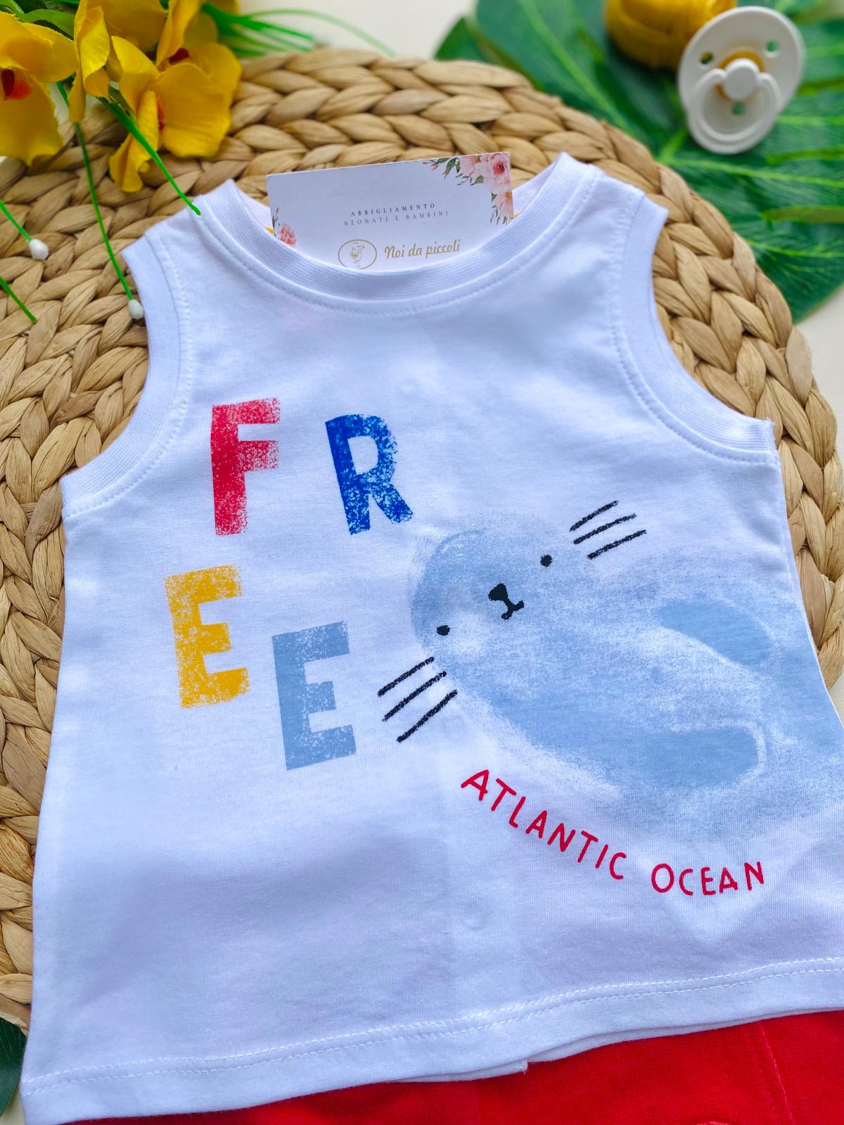 completo 2 pz 100 % COTONE Rosso - Noi da piccoli