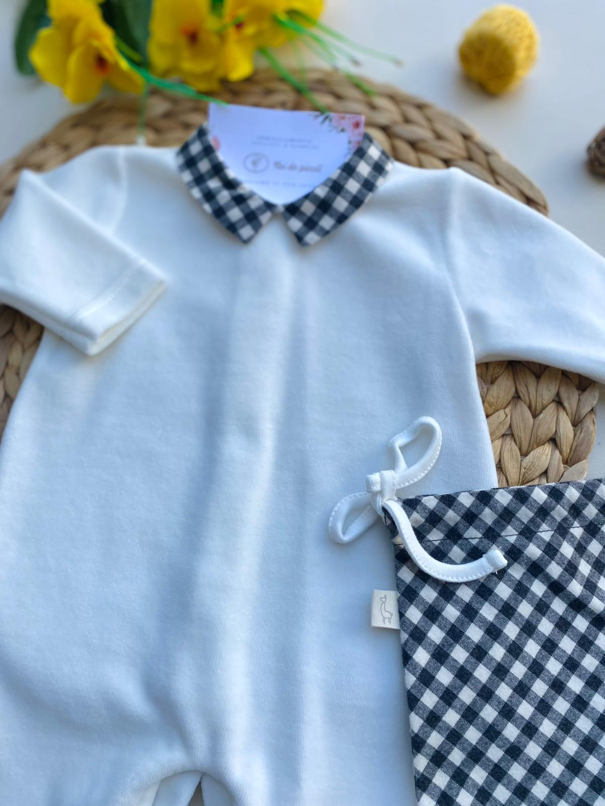 COMPLETO 2 PZ A QUADRONI CINIGLIA BIANCO - Noi da piccoli