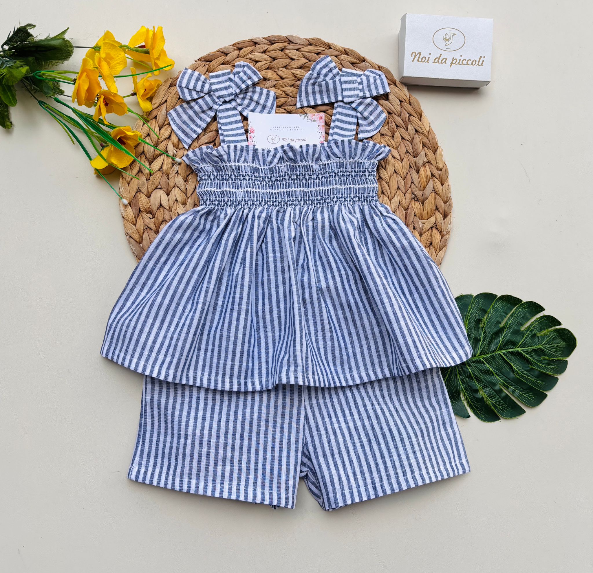 COMPLETO 2 PZ A RIGHE BIANCO BLU - Noi da piccoli