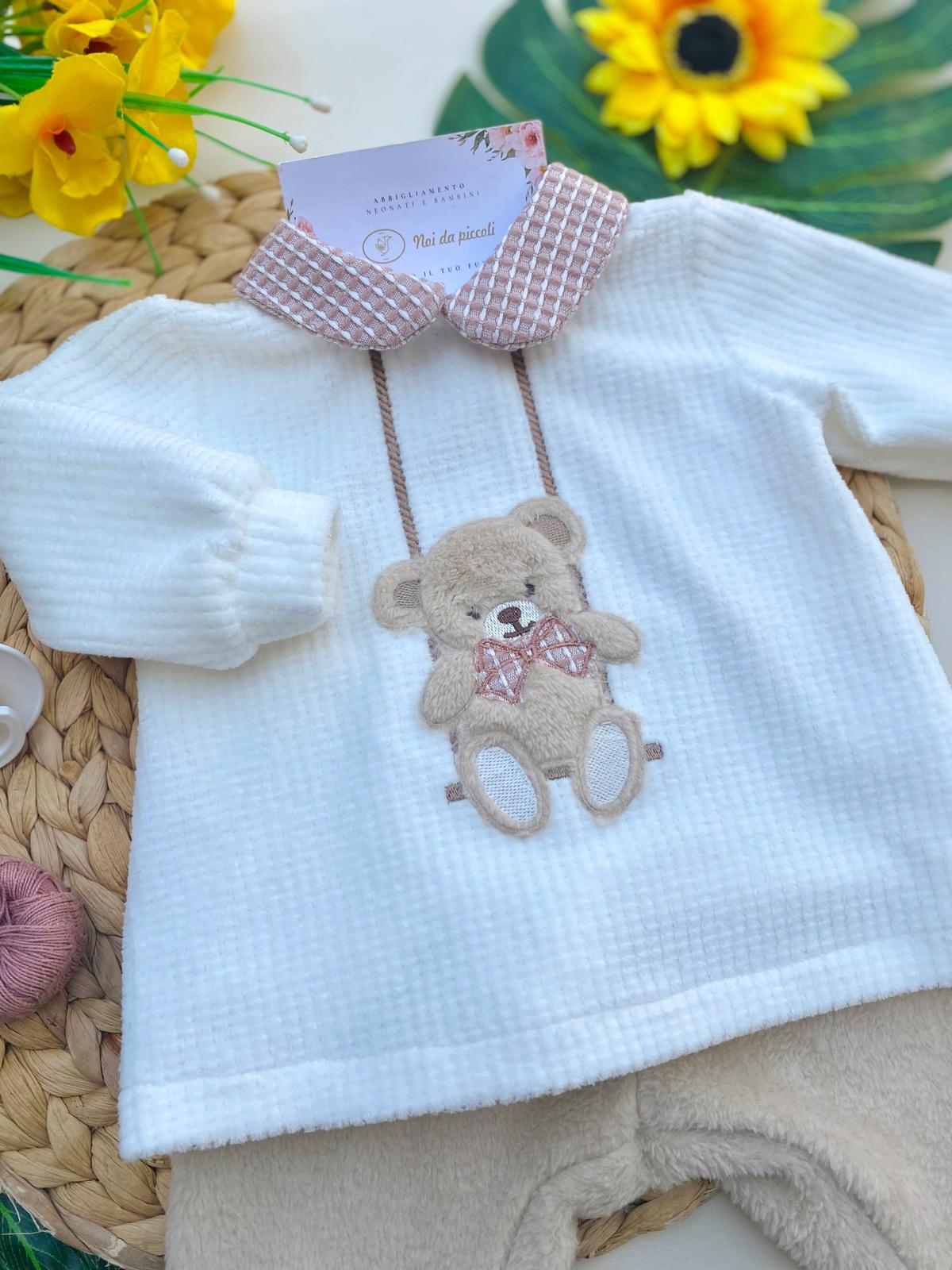 completo 2 pz CINIGLIA bianco - beige - Noi da piccoli