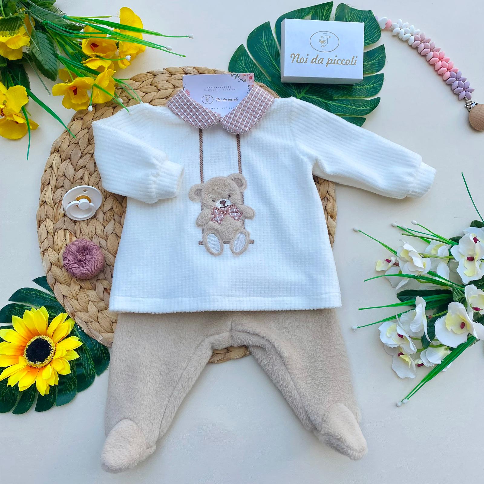 completo 2 pz CINIGLIA bianco - beige - Noi da piccoli