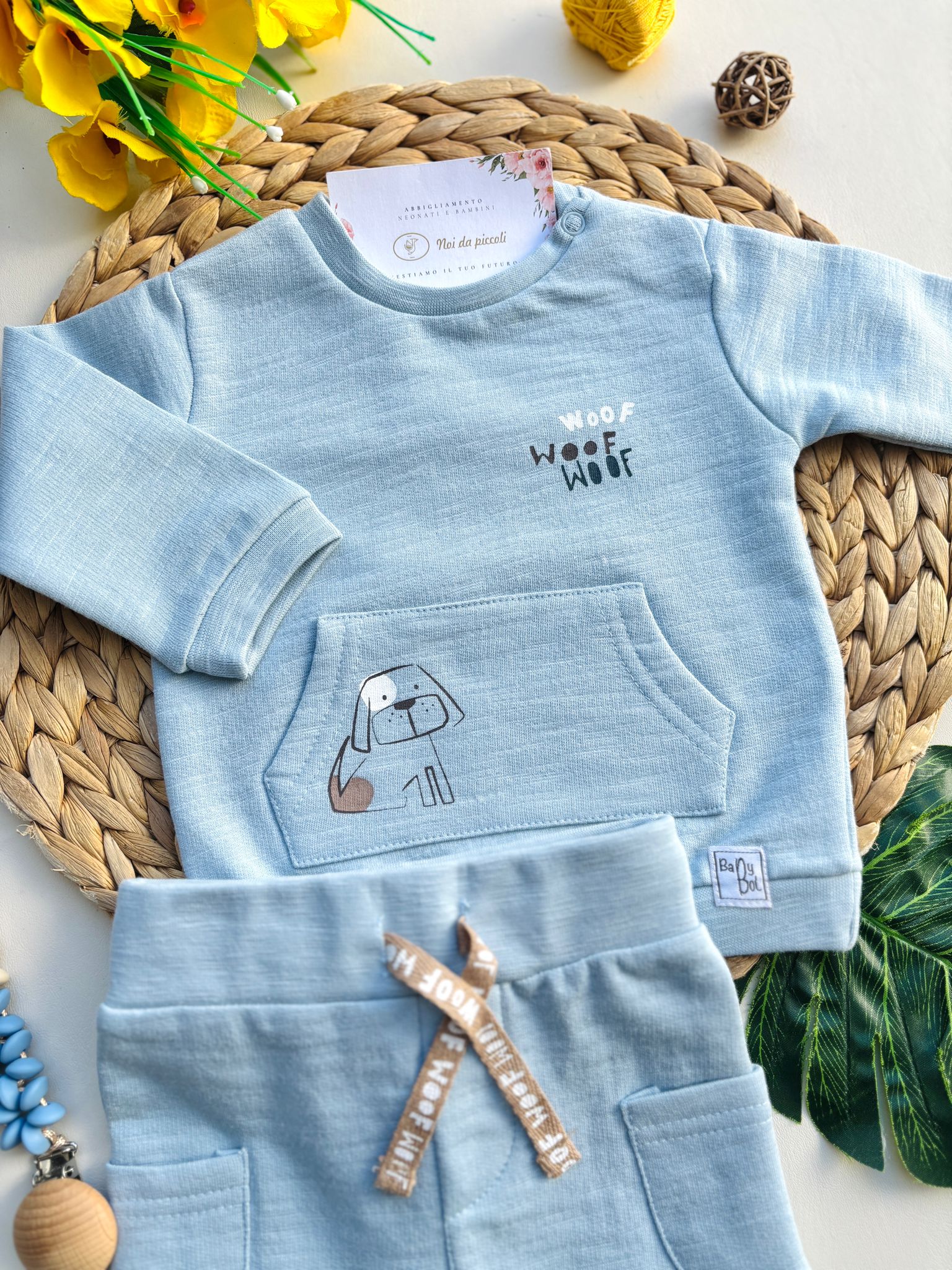 COMPLETO 2 PZ CON CAGNOLINO CIELO - Noi da piccoli