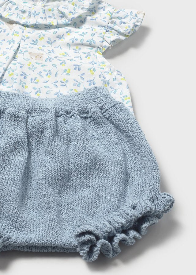 COMPLETO 2 PZ CON FOGLIOLINE E GATTINI COTONE CIELO - Noi da piccoli