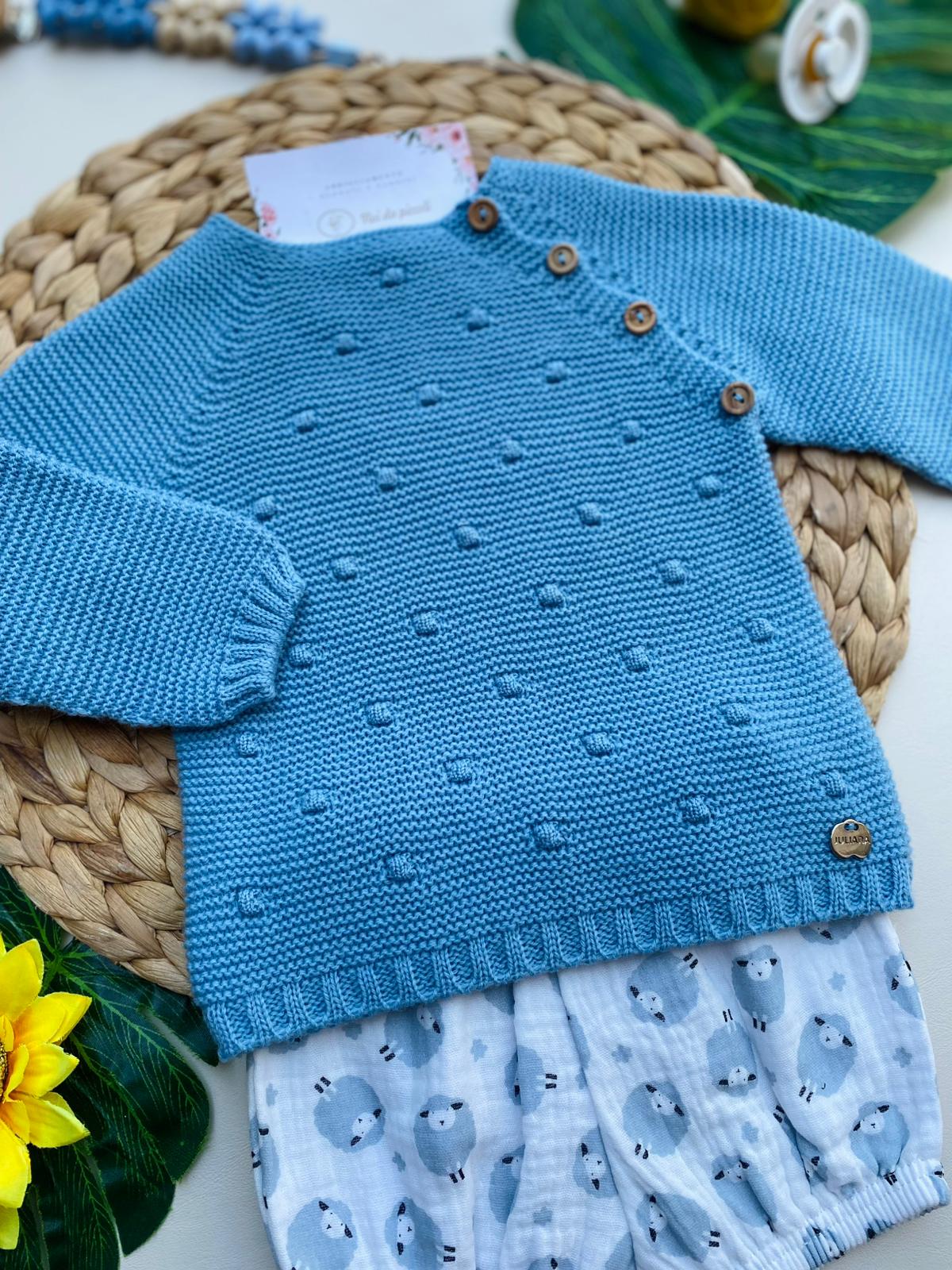 COMPLETO 2 PZ CON MUCCHETTE FILATO CALDO AZUL - Noi da piccoli