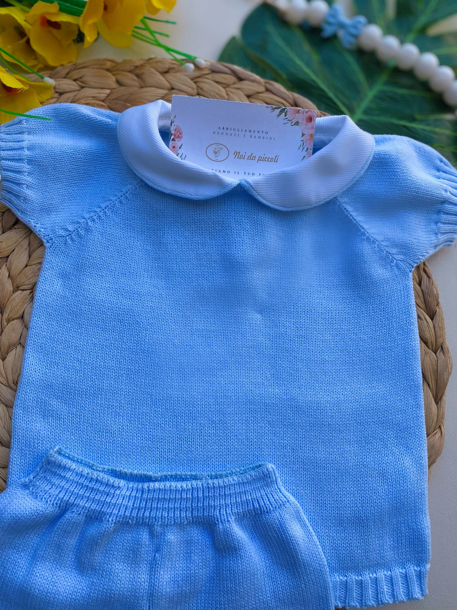 COMPLETO 2 PZ CON PANTALONCINO E MAGLIETTINA CIELO - Noi da piccoli