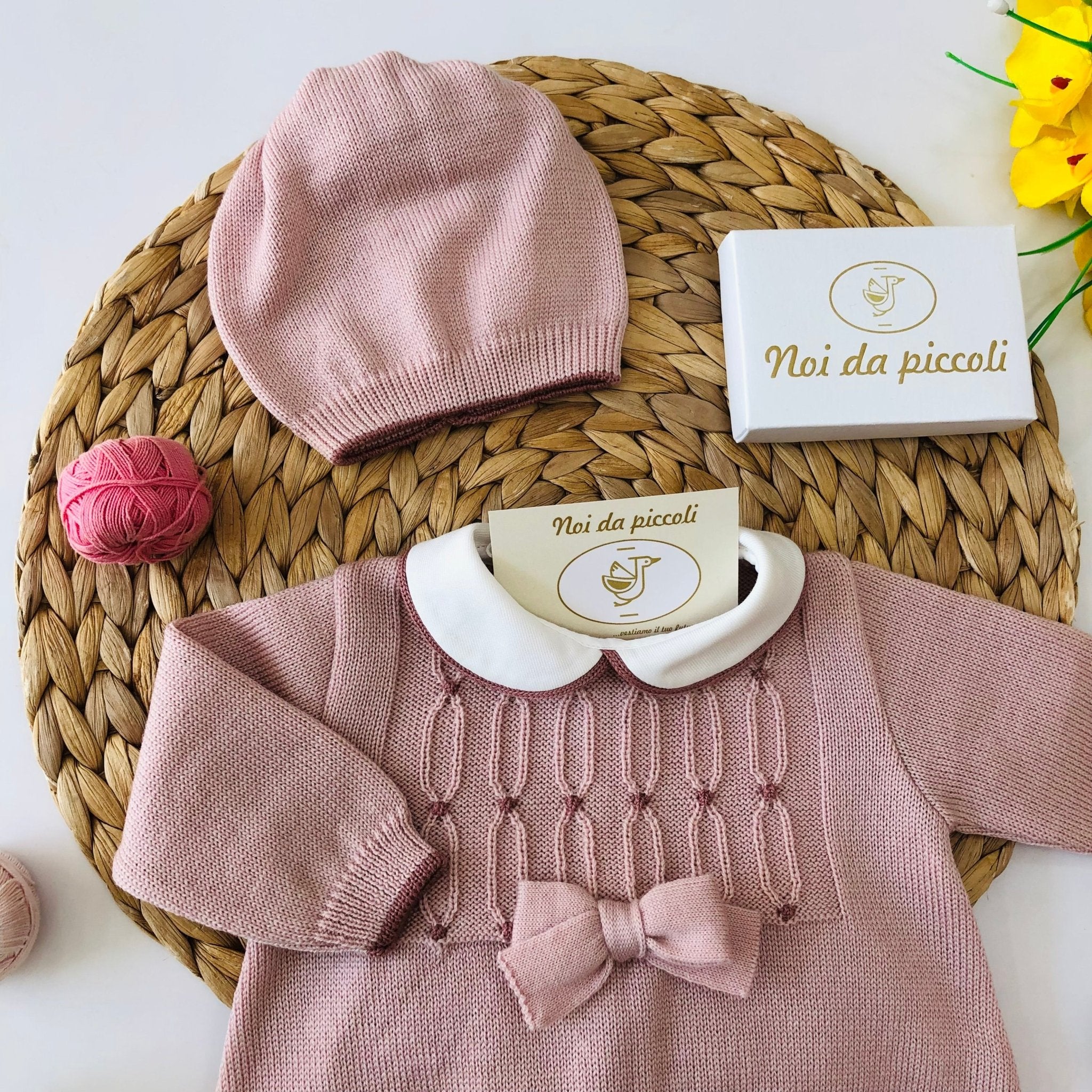 COMPLETO 2 PZ CON SET PARURE 100% LANA MARSALA MELOGRANO - Noi da piccoli