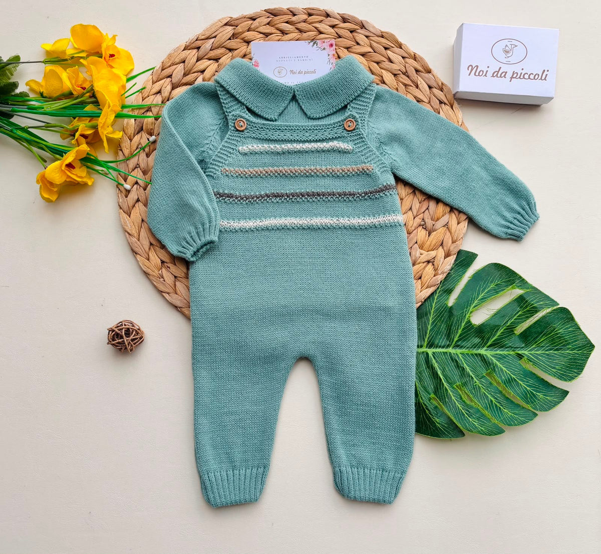 completo 2 pz COTONE CALDO VERDE - Noi da piccoli