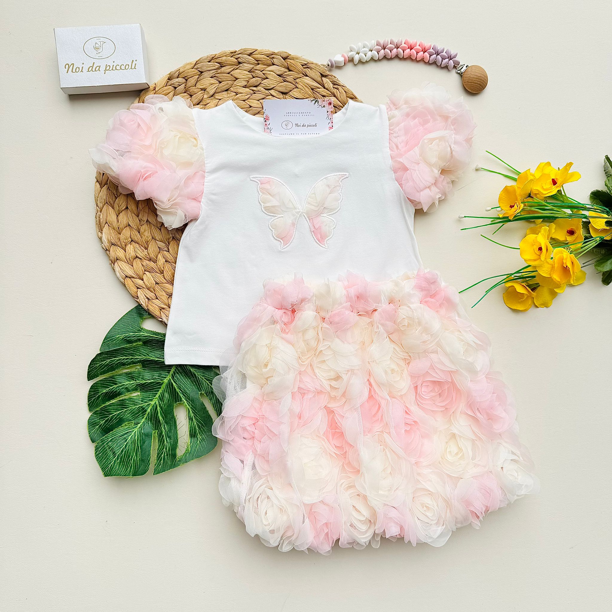 COMPLETO 2 PZ FLOREALE E FARFALLINA ROSA - Noi da piccoli