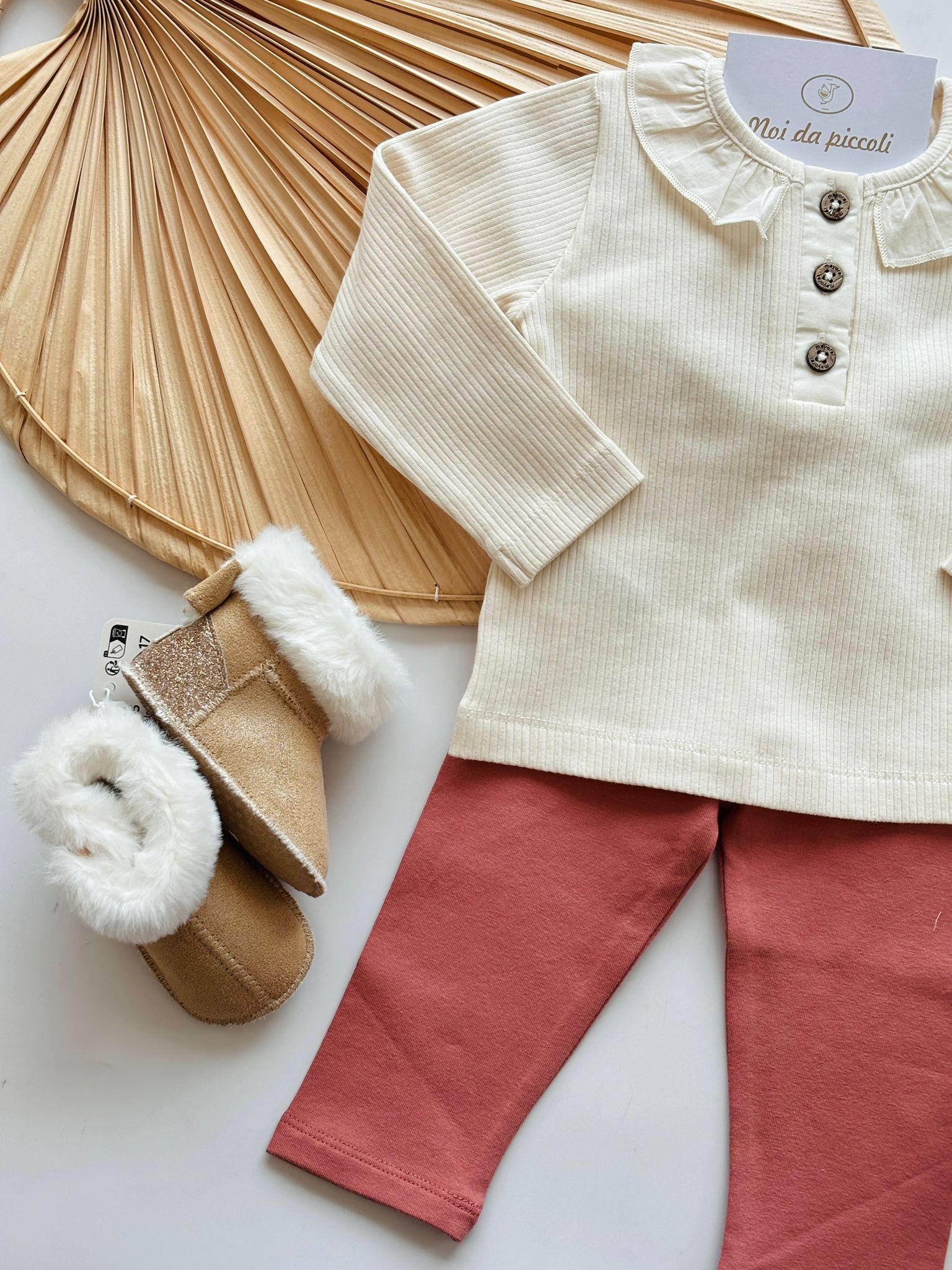 COMPLETO 2 PZ IN CALDO COTONE ARGILLA - Noi da piccoli
