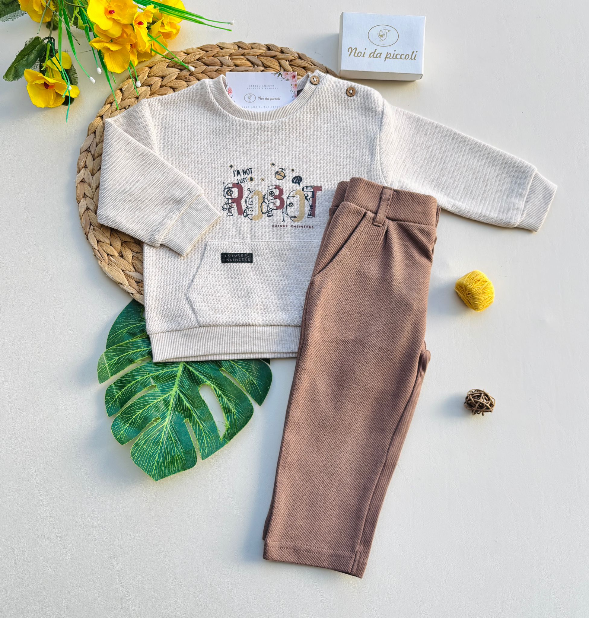 COMPLETO 2 PZ IN CALDO COTONE BEIGE - Noi da piccoli